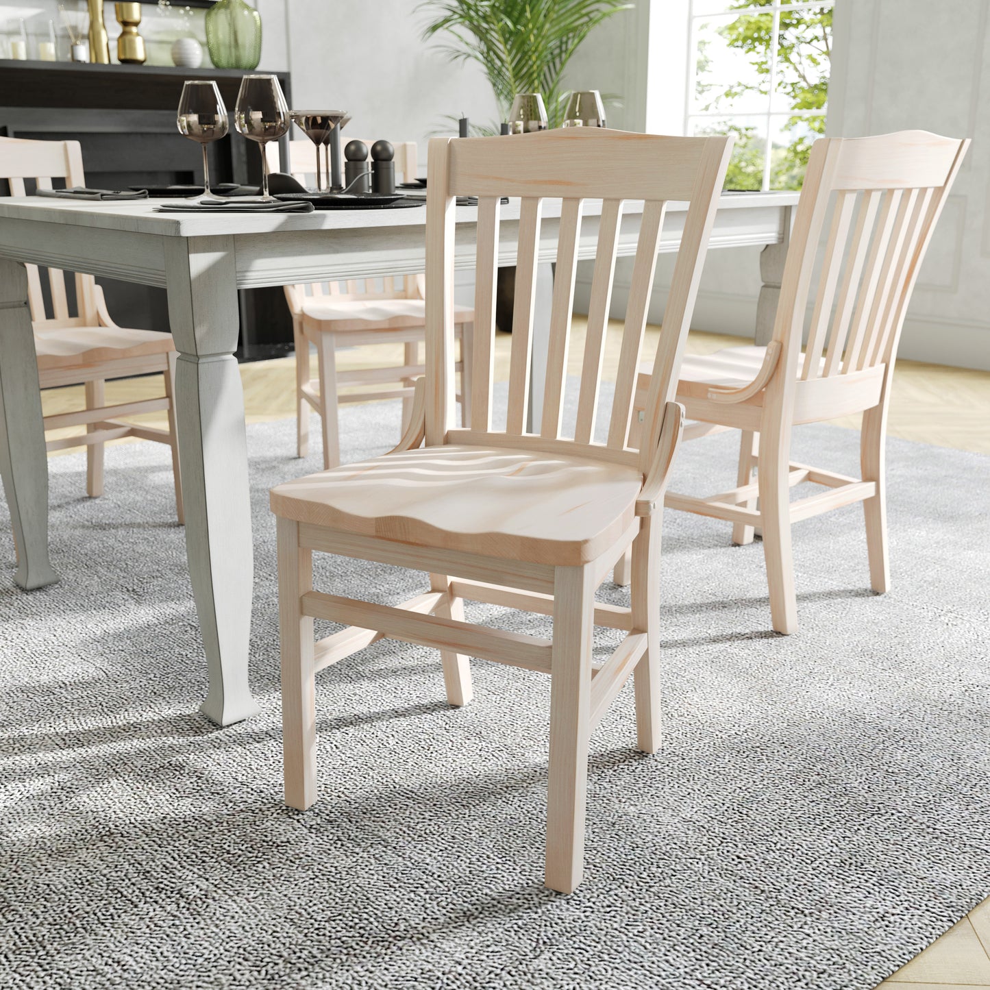 HERCULES School House Back Antique White Wood Restaurant Chair Antique White