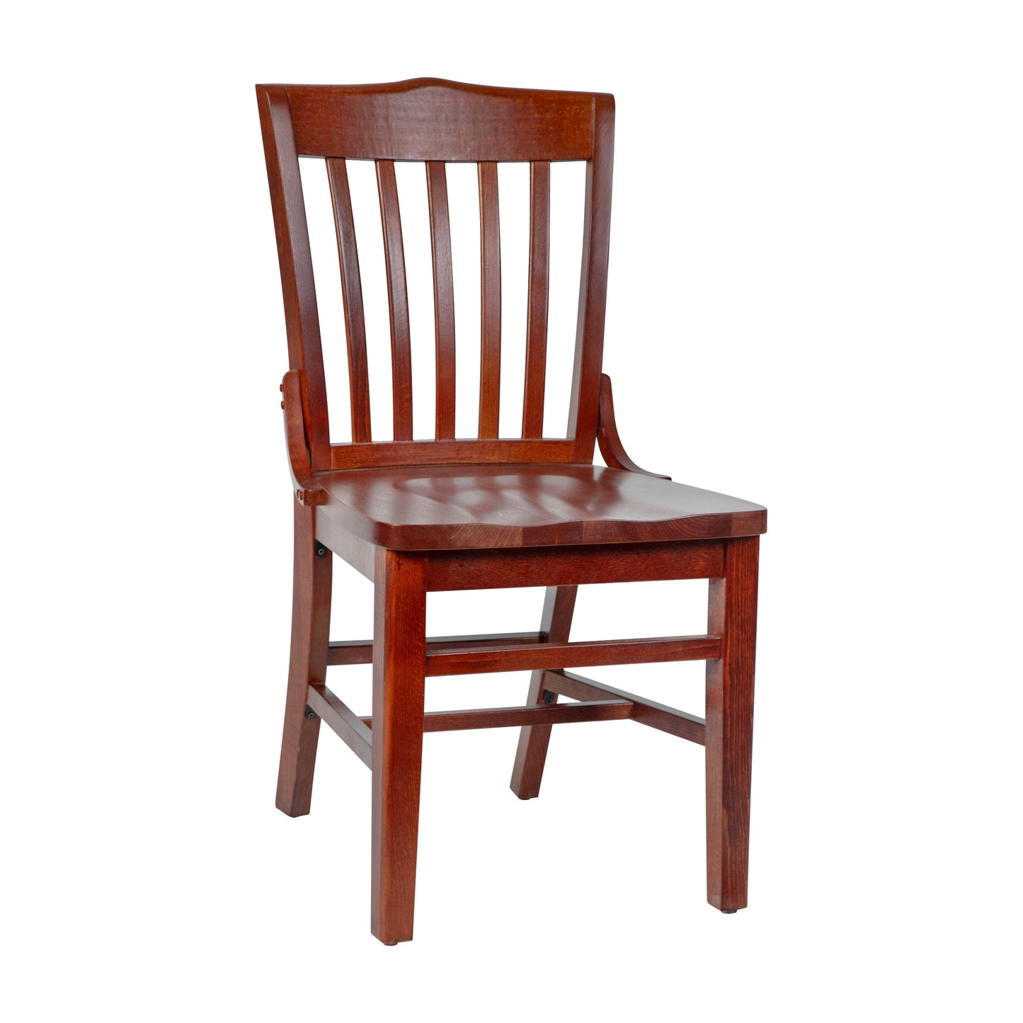 HERCULES Series School House Back Mahogany Wood Restaurant Chair Mahogany