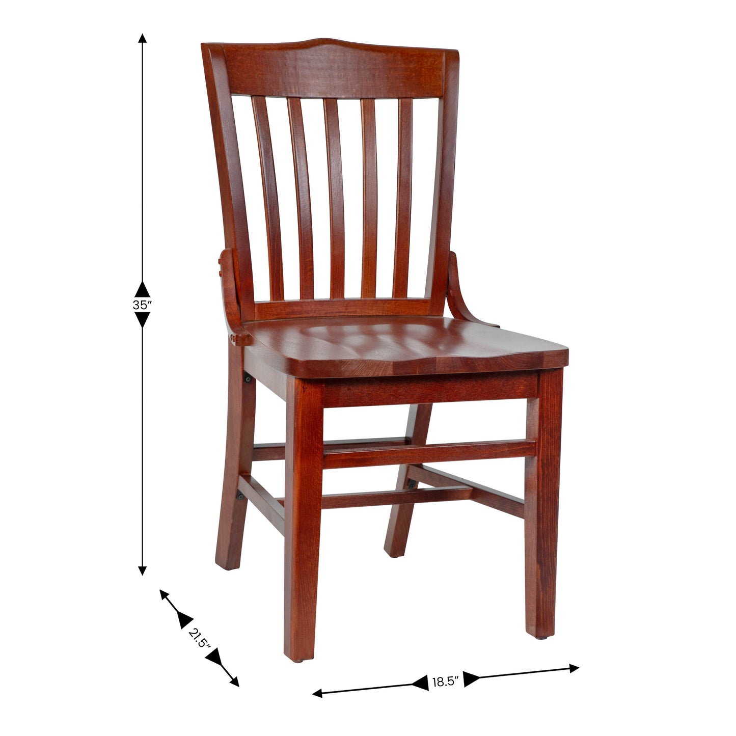 HERCULES Series School House Back Mahogany Wood Restaurant Chair Mahogany
