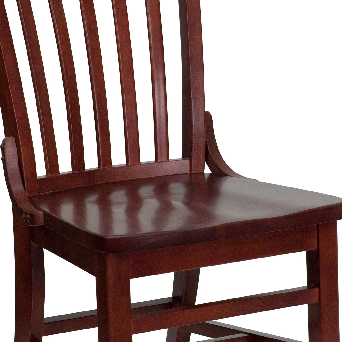 HERCULES Series School House Back Mahogany Wood Restaurant Chair Mahogany