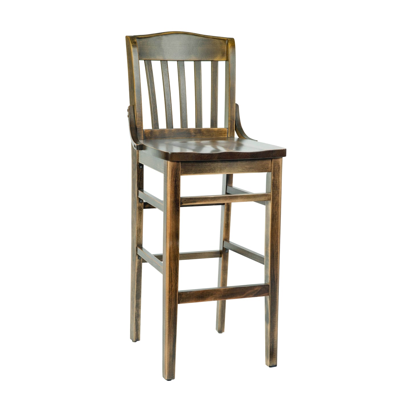 HERCULES School House Back Antique Copper Wood Restaurant Barstool Antique Copper