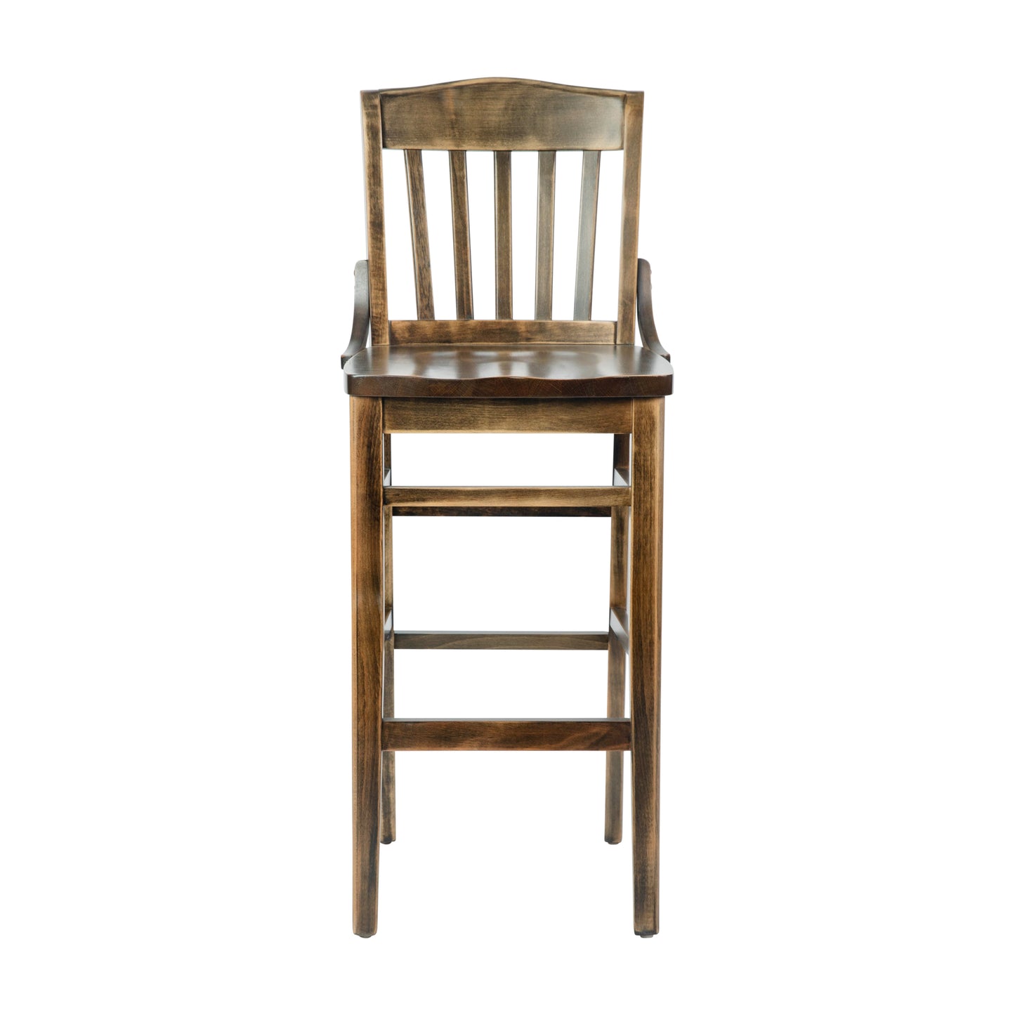 HERCULES School House Back Antique Copper Wood Restaurant Barstool Antique Copper