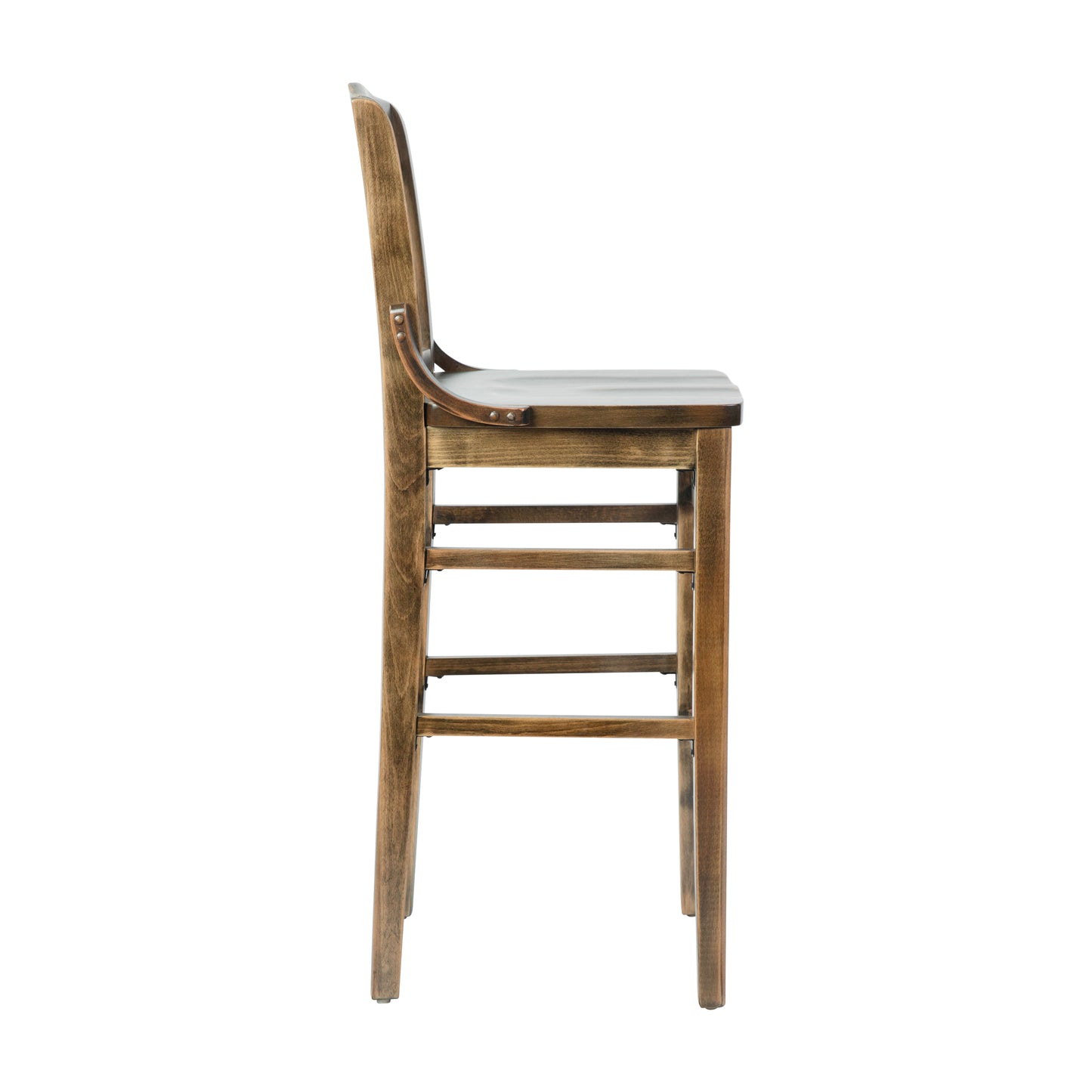 HERCULES School House Back Antique Copper Wood Restaurant Barstool Antique Copper