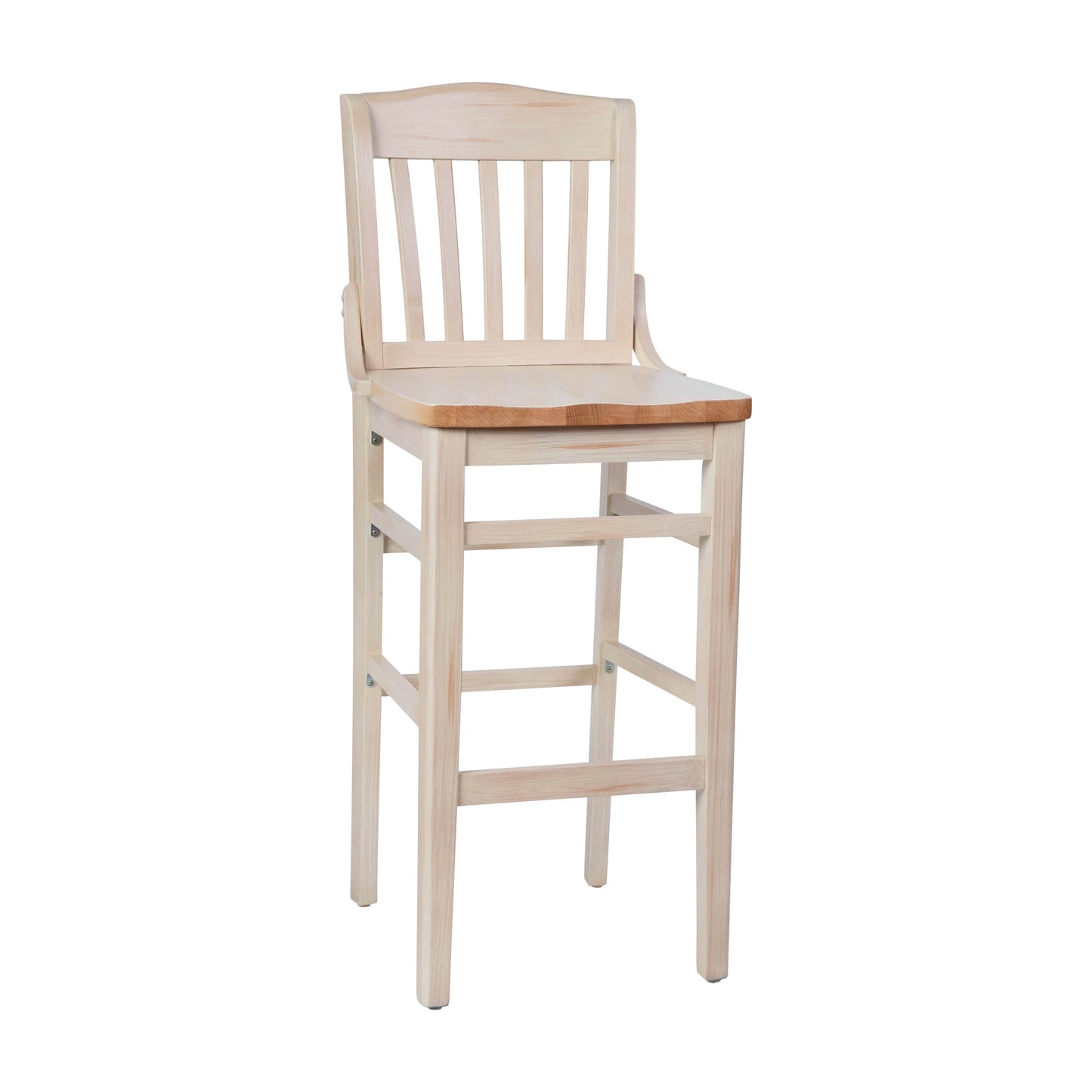 HERCULES School House Back Antique White Wood Restaurant Barstool Antique White