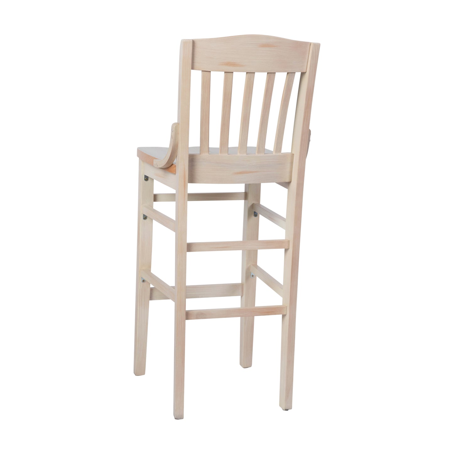 HERCULES School House Back Antique White Wood Restaurant Barstool Antique White
