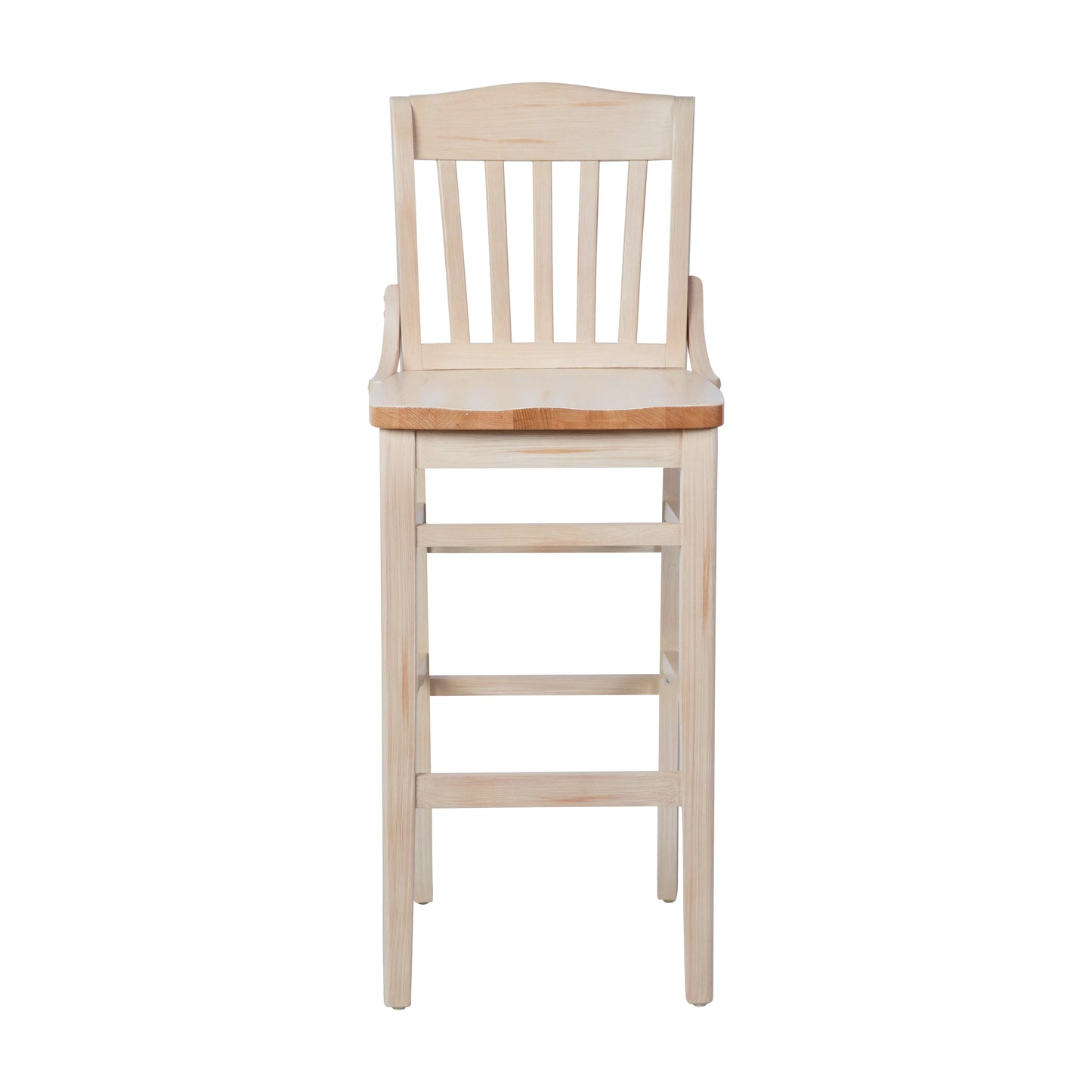 HERCULES School House Back Antique White Wood Restaurant Barstool Antique White