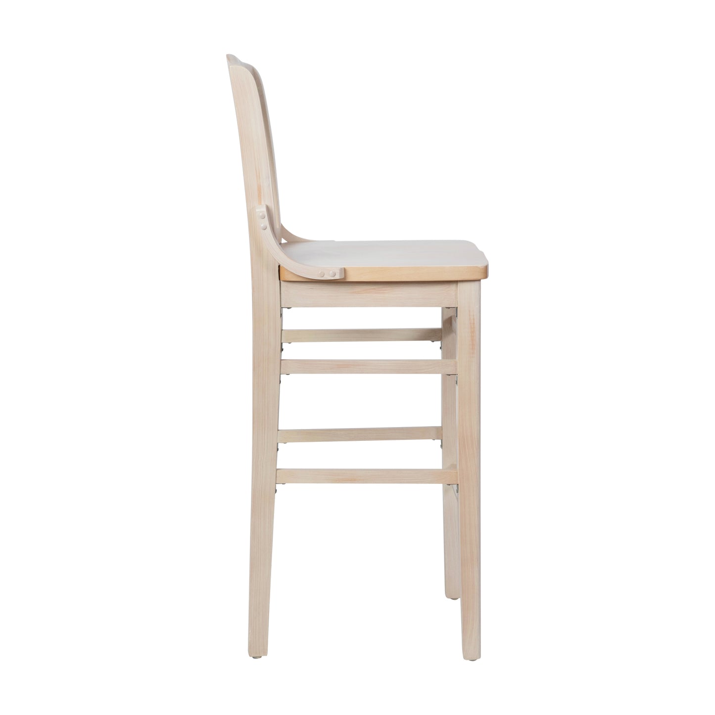 HERCULES School House Back Antique White Wood Restaurant Barstool Antique White