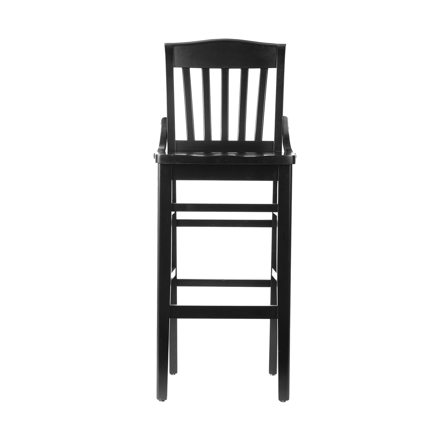 HERCULES School House Back Black Wood Restaurant Barstool Black