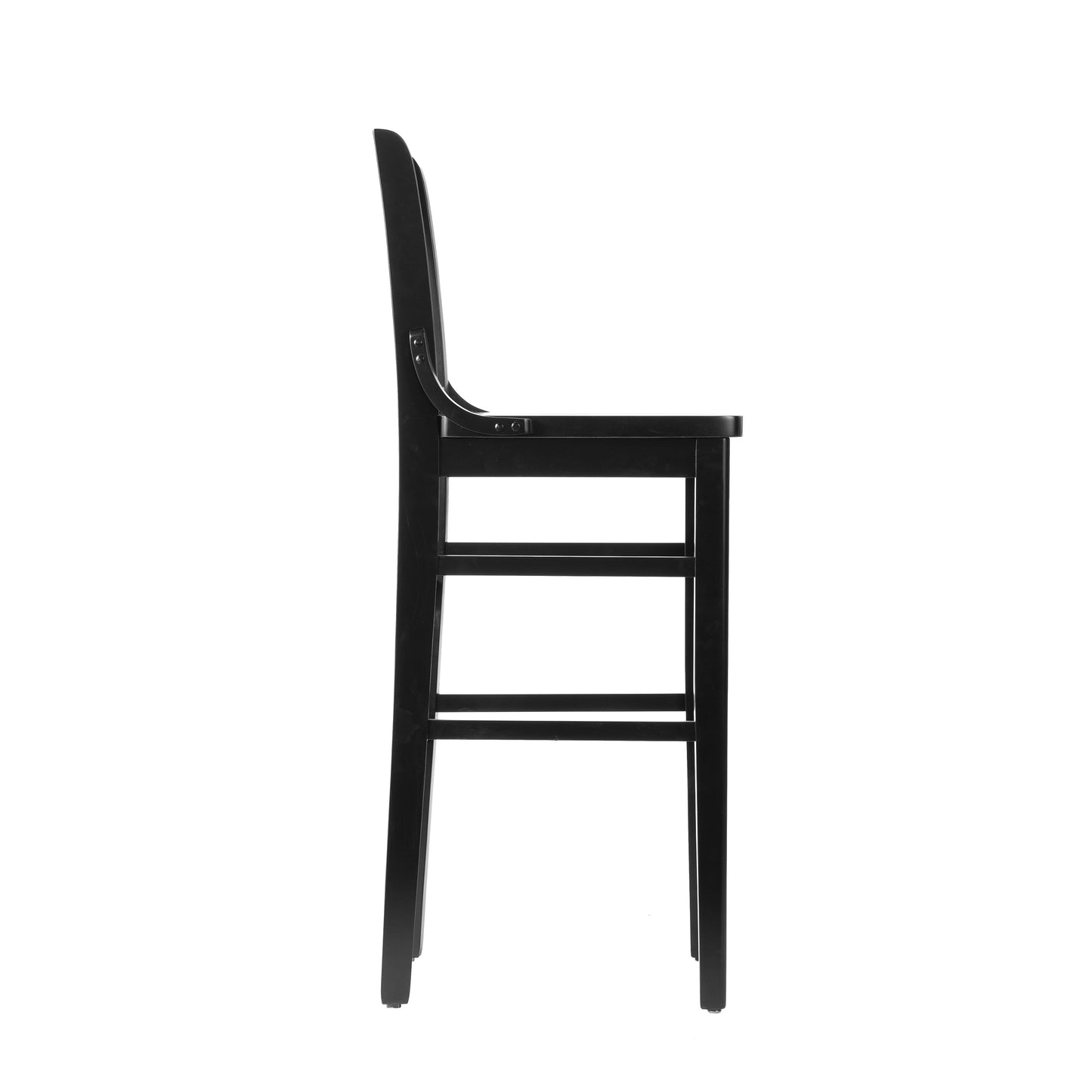 HERCULES School House Back Black Wood Restaurant Barstool Black