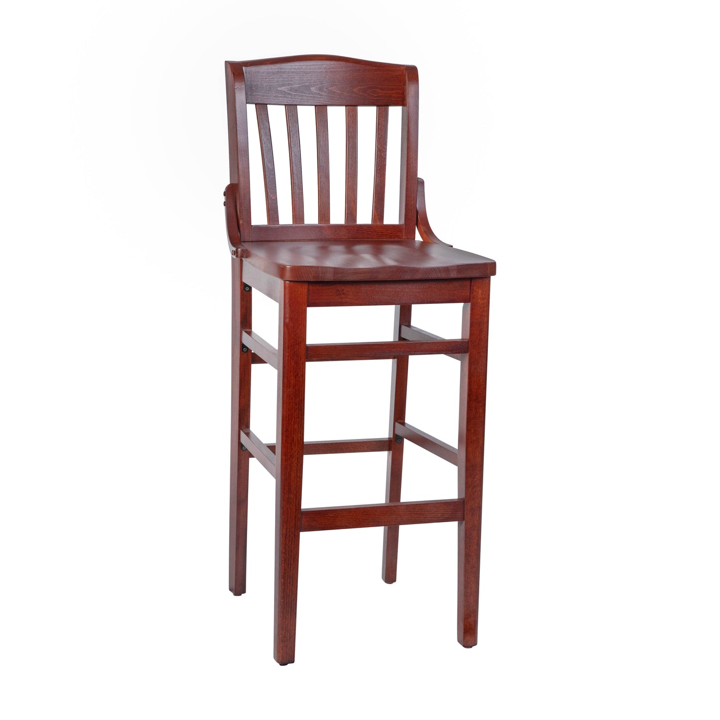HERCULES Series School House Back Mahogany Wood Restaurant Barstool Mahogany