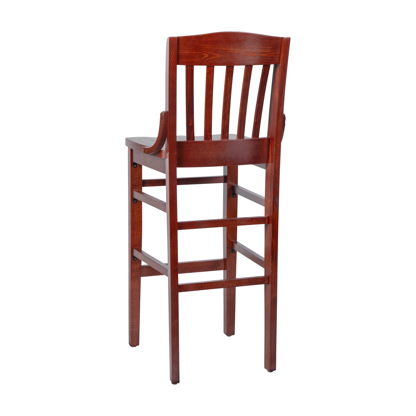 HERCULES Series School House Back Mahogany Wood Restaurant Barstool Mahogany