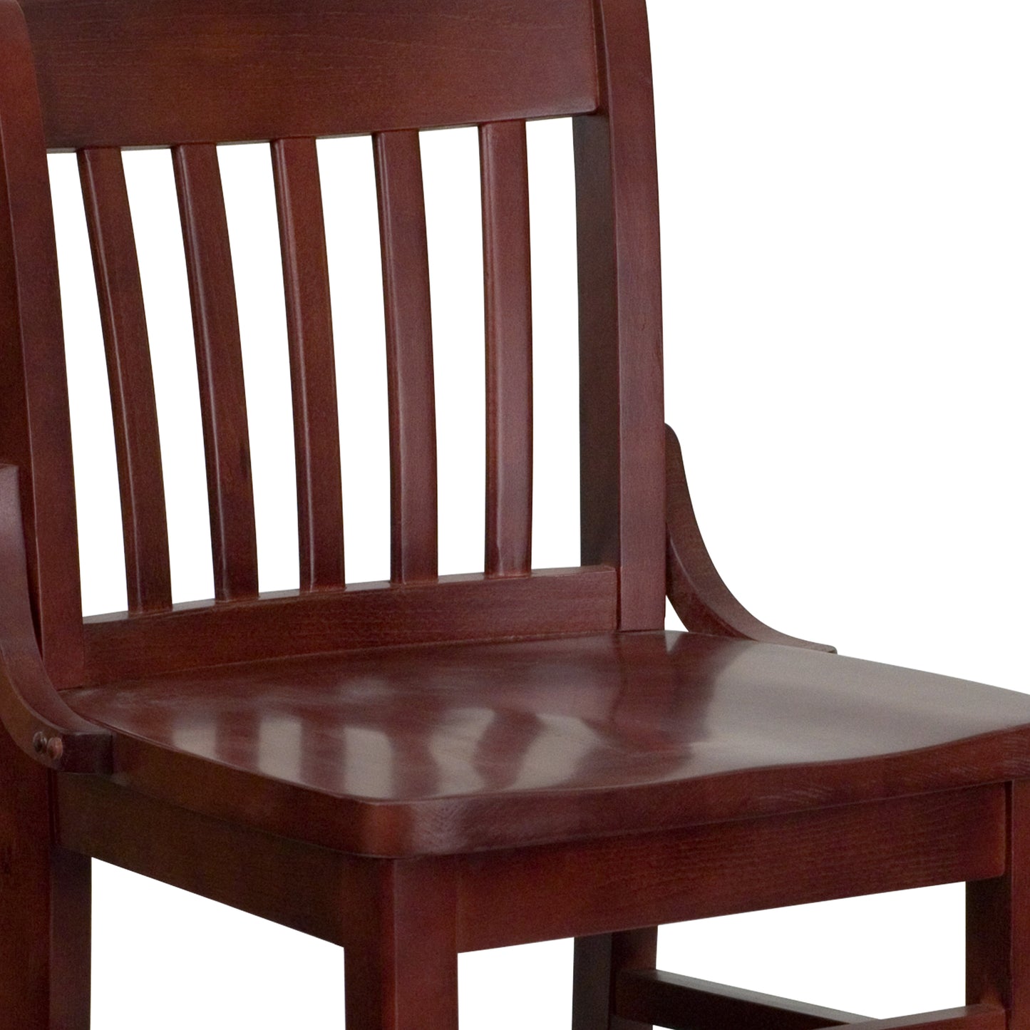 HERCULES Series School House Back Mahogany Wood Restaurant Barstool Mahogany