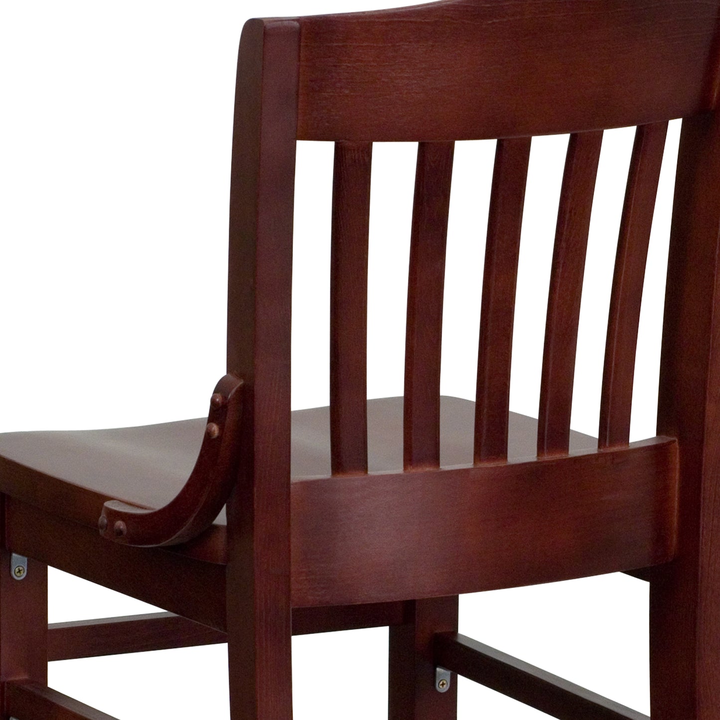 HERCULES Series School House Back Mahogany Wood Restaurant Barstool Mahogany
