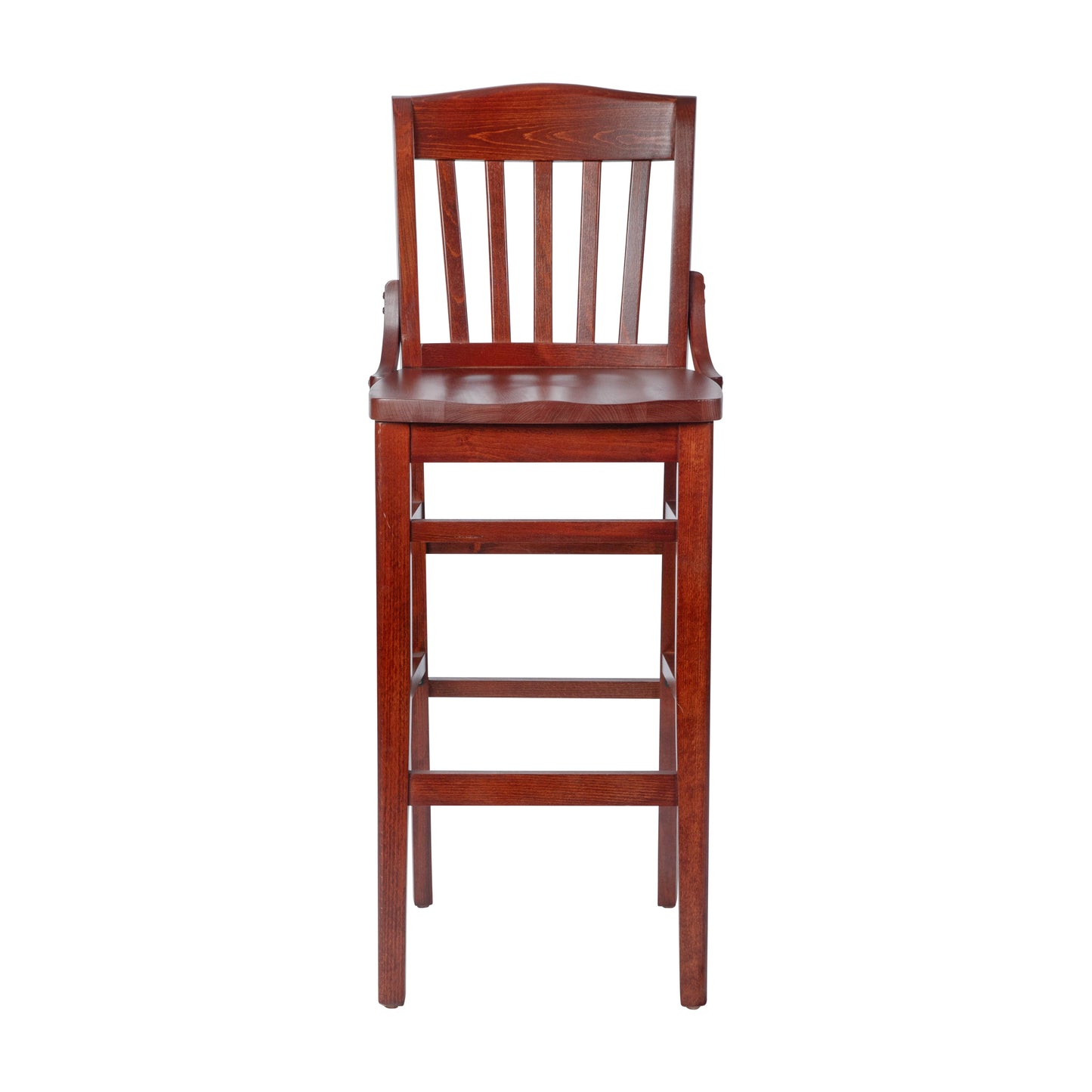 HERCULES Series School House Back Mahogany Wood Restaurant Barstool Mahogany