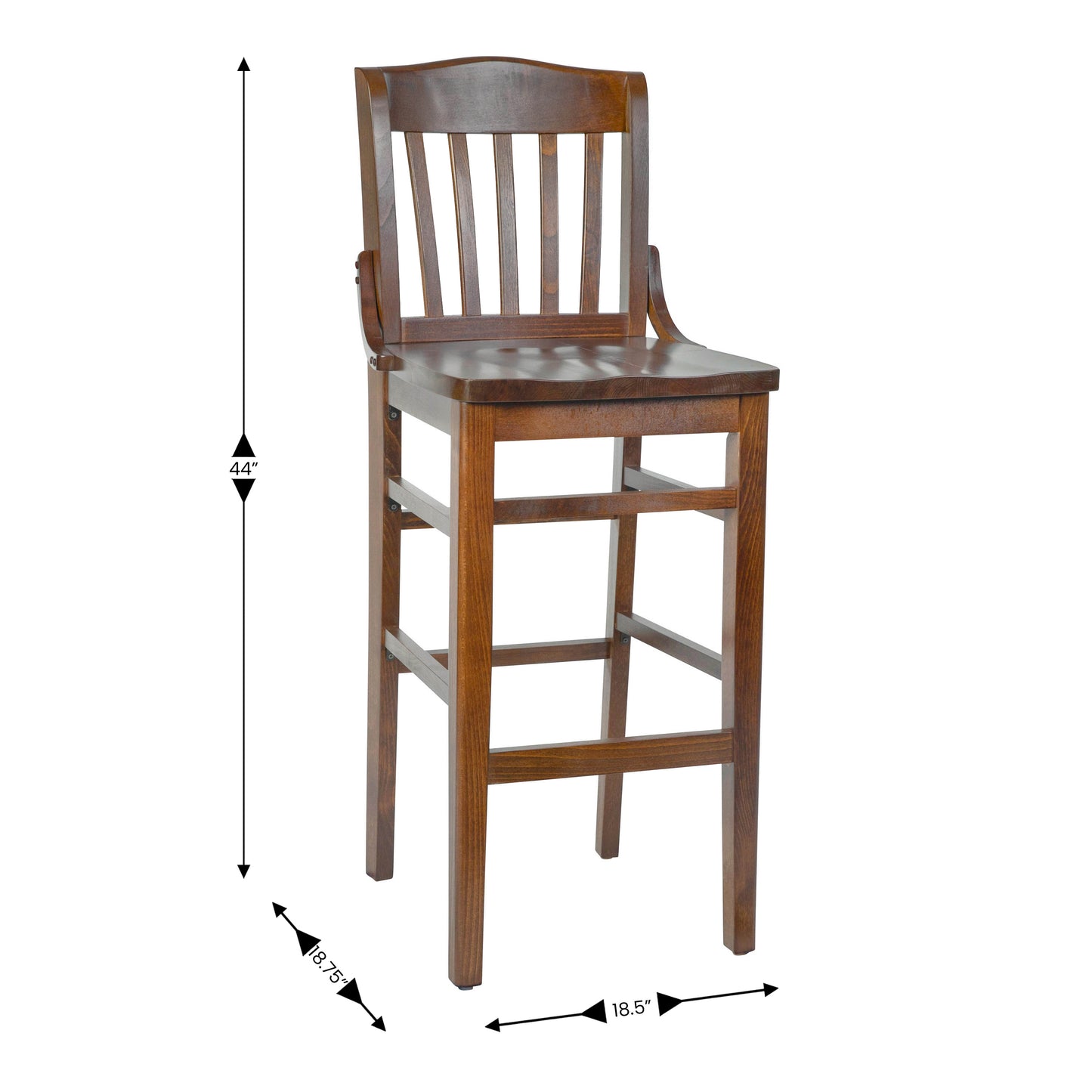 HERCULES Series School House Back Walnut Wood Restaurant Barstool Walnut