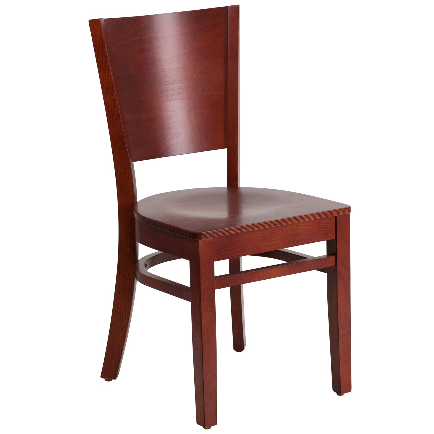 Lacey Series Solid Back Mahogany Wood Restaurant Chair Mahogany Wood Seat/Mahogany Wood Frame