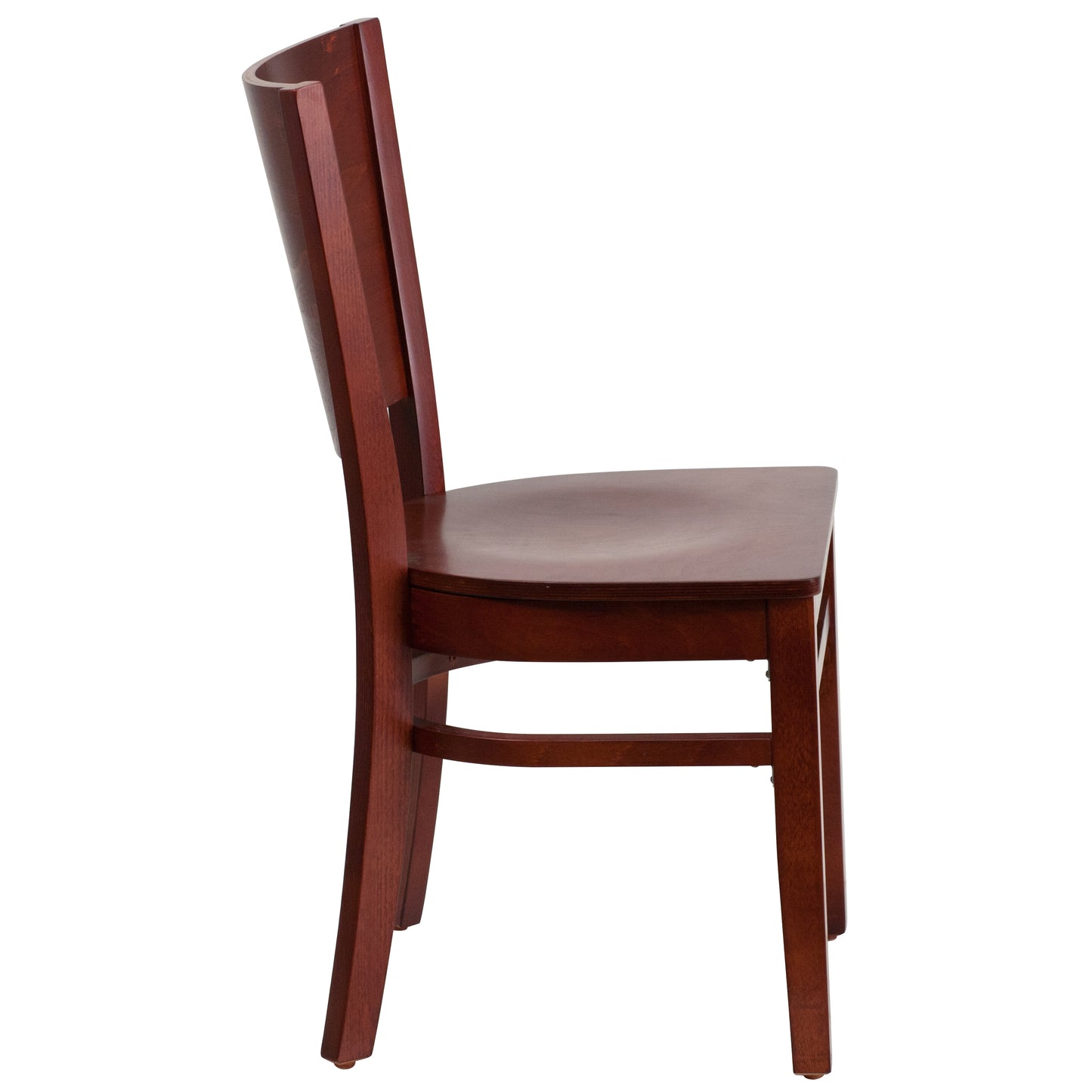 Lacey Series Solid Back Mahogany Wood Restaurant Chair Mahogany Wood Seat/Mahogany Wood Frame