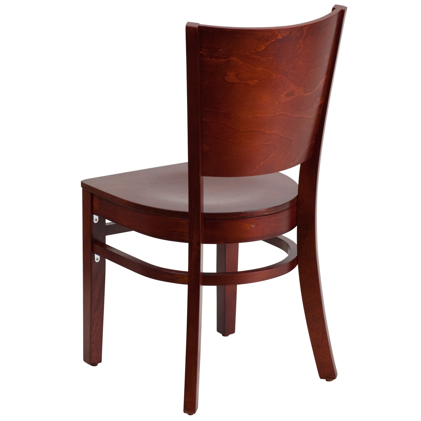 Lacey Series Solid Back Mahogany Wood Restaurant Chair Mahogany Wood Seat/Mahogany Wood Frame
