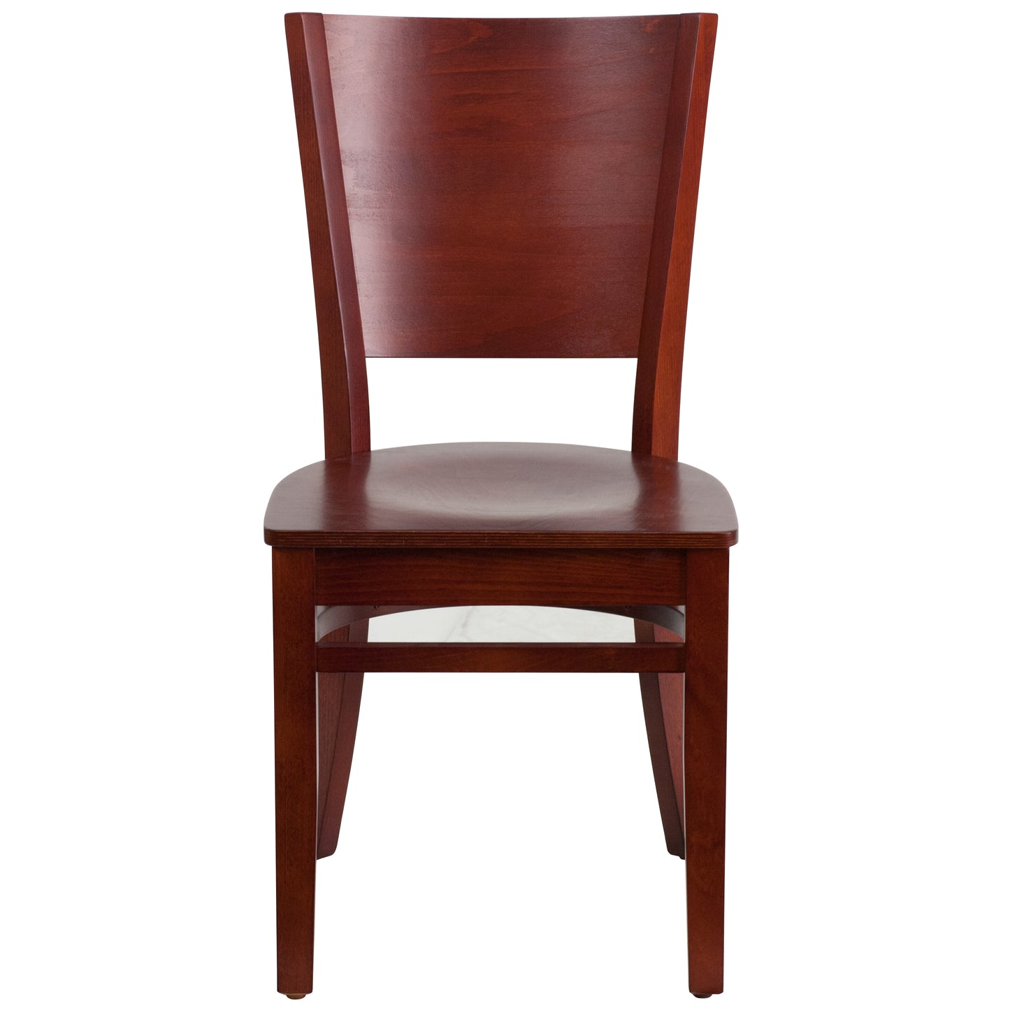 Lacey Series Solid Back Mahogany Wood Restaurant Chair Mahogany Wood Seat/Mahogany Wood Frame