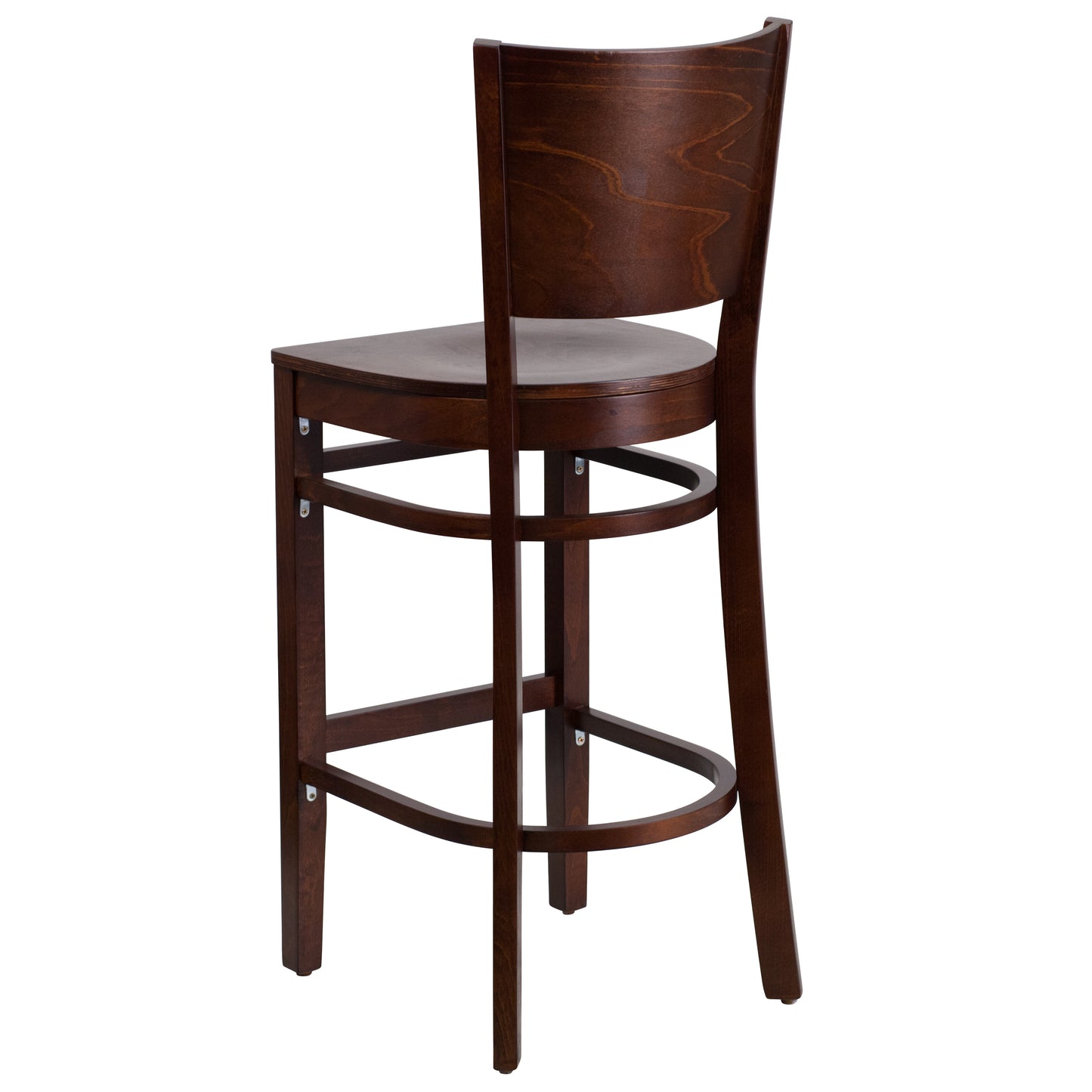 Lacey Series Solid Back Walnut Wood Restaurant Barstool Walnut Wood Seat/Walnut Wood Frame