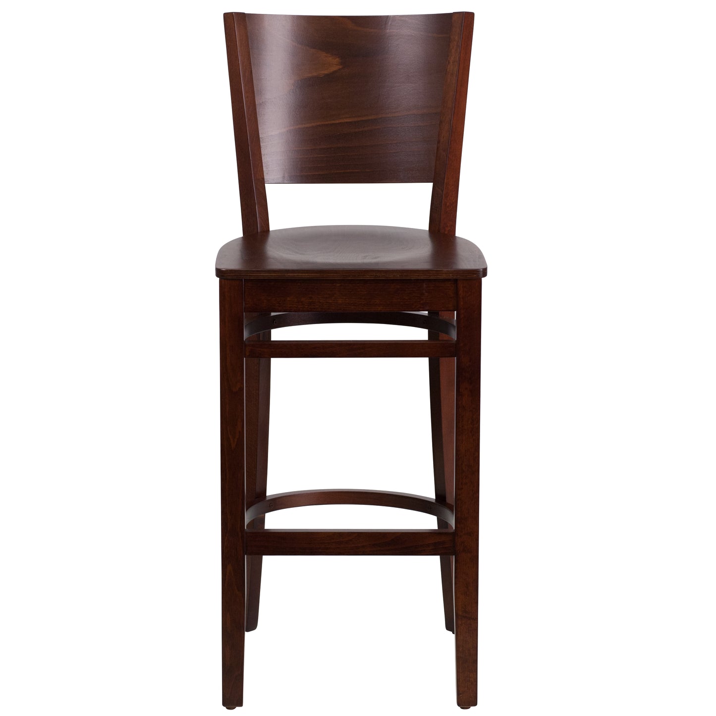Lacey Series Solid Back Walnut Wood Restaurant Barstool Walnut Wood Seat/Walnut Wood Frame