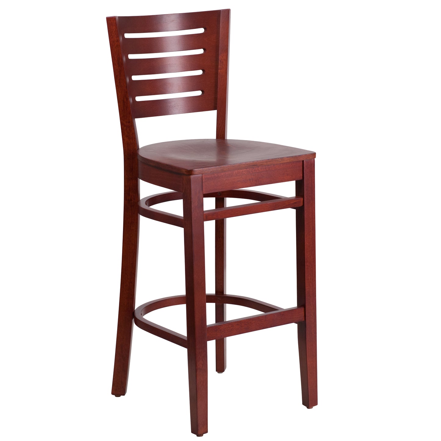 Darby Series Slat Back Mahogany Wood Restaurant Barstool Mahogany Wood Seat/Mahogany Wood Frame