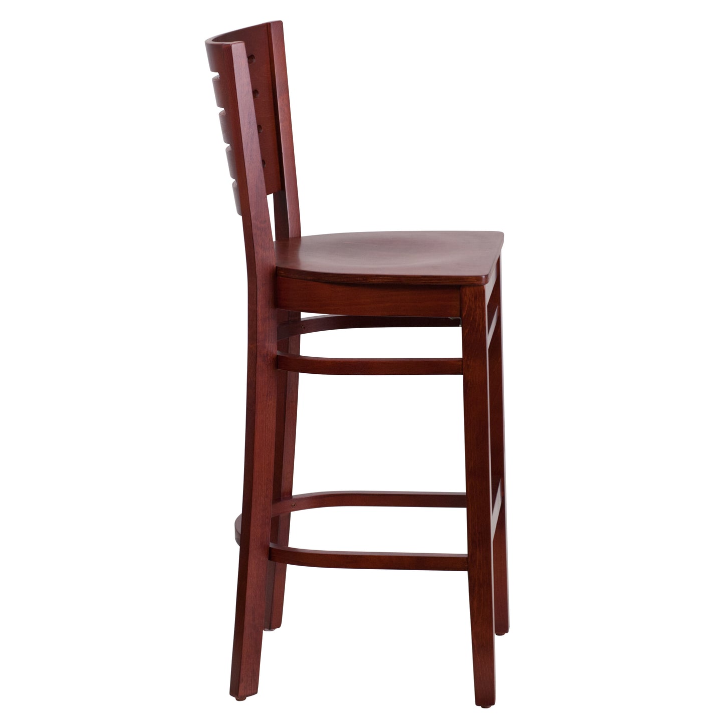 Darby Series Slat Back Mahogany Wood Restaurant Barstool Mahogany Wood Seat/Mahogany Wood Frame