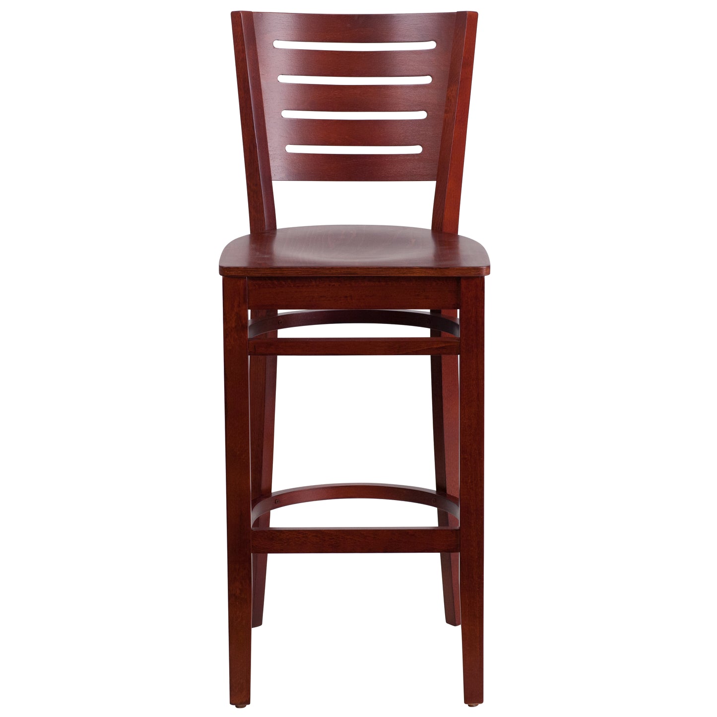 Darby Series Slat Back Mahogany Wood Restaurant Barstool Mahogany Wood Seat/Mahogany Wood Frame