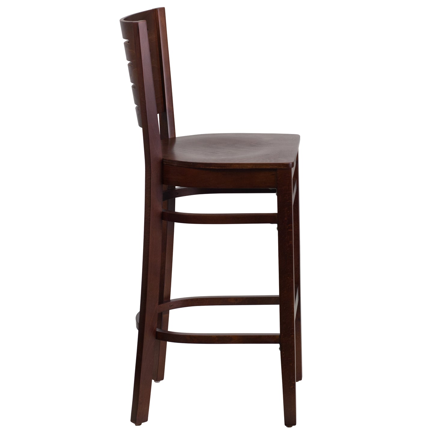 Darby Series Slat Back Walnut Wood Restaurant Barstool Walnut Wood Seat/Walnut Wood Frame