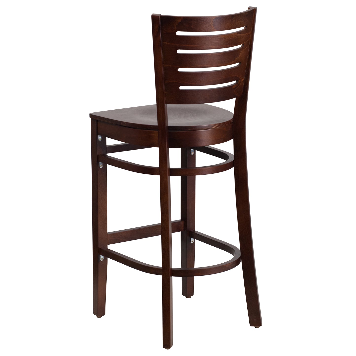 Darby Series Slat Back Walnut Wood Restaurant Barstool Walnut Wood Seat/Walnut Wood Frame