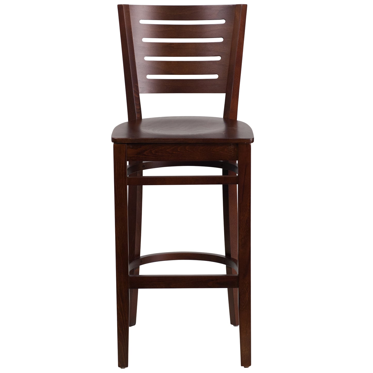 Darby Series Slat Back Walnut Wood Restaurant Barstool Walnut Wood Seat/Walnut Wood Frame