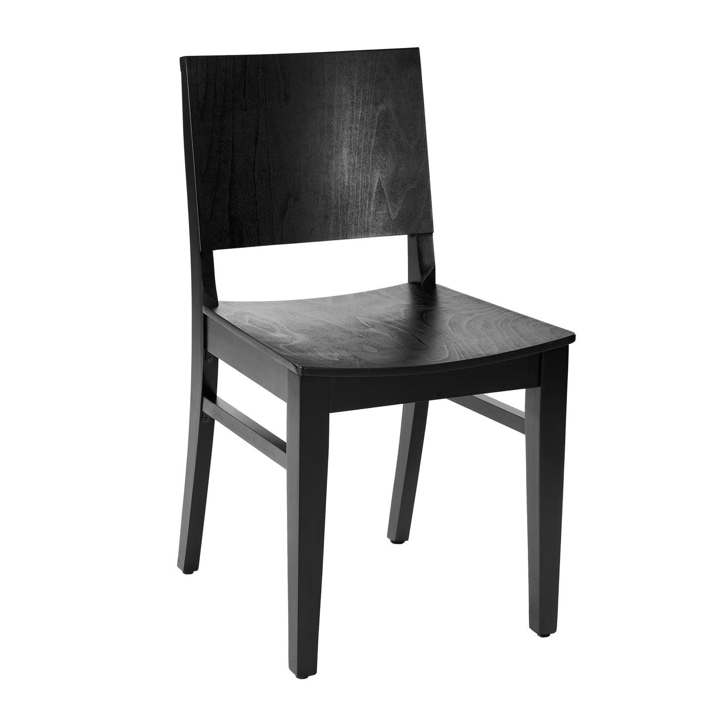 Naples Commercial Grade Solid Wood Dining Chair with Curved Backrest and Black Finish Black