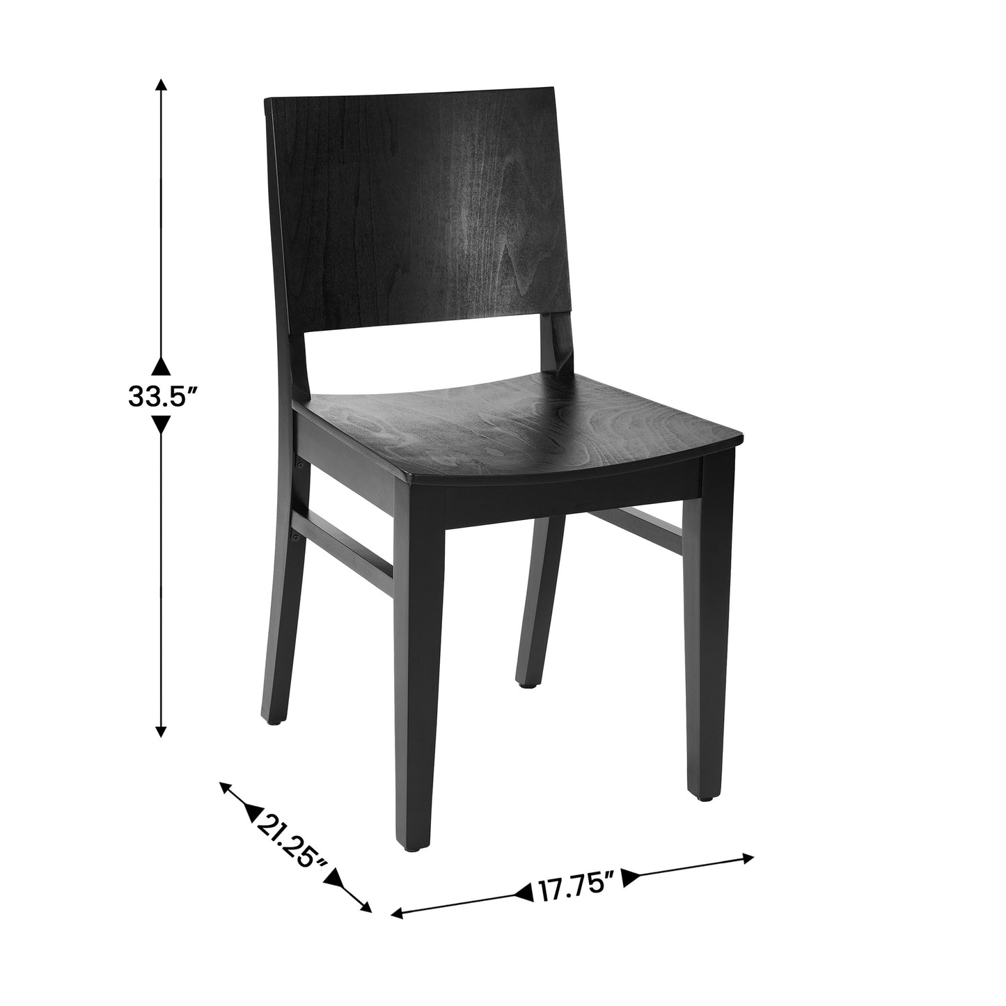 Naples Commercial Grade Solid Wood Dining Chair with Curved Backrest and Black Finish Black