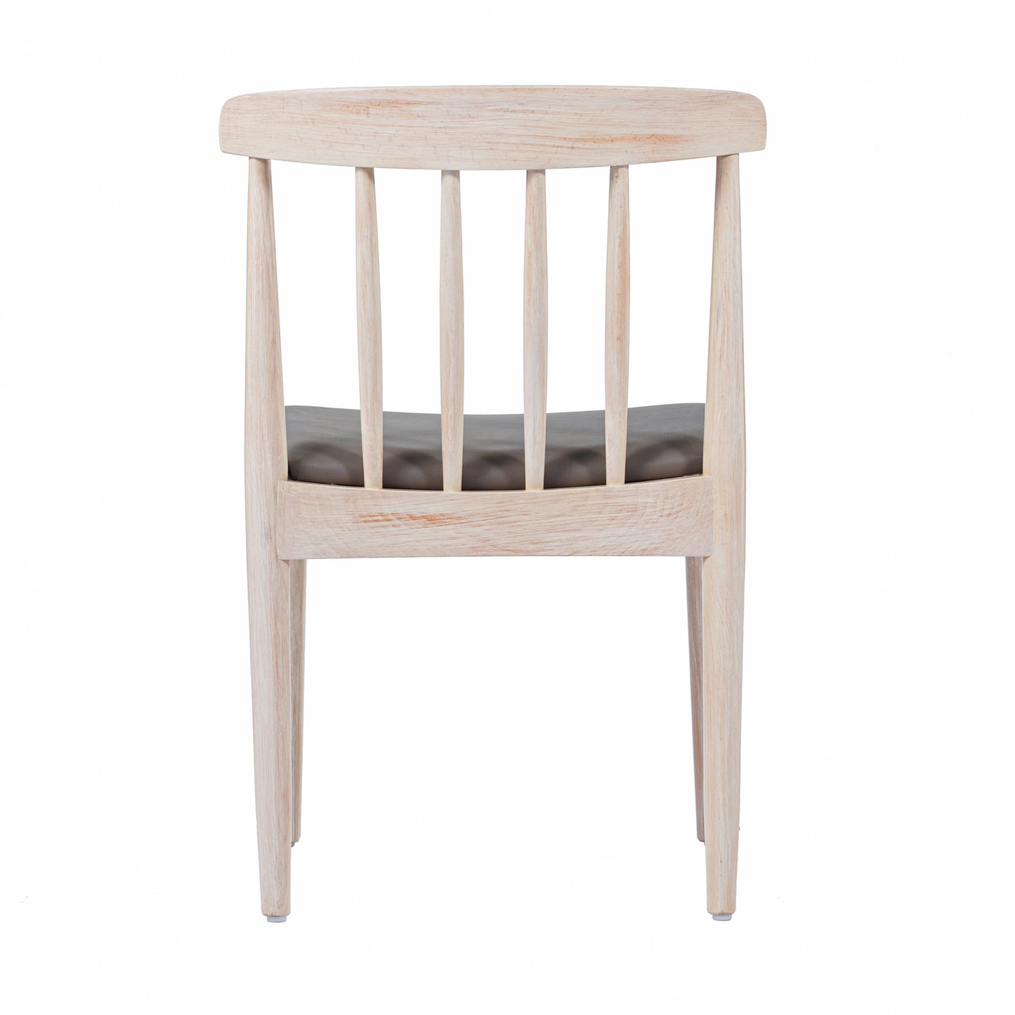 Chester Commercial Grade Solid Wood Antique White Dining Chair with Curved Spindle Backrest and Beige Vinyl Seat Brown Vinyl Seat/Antique White Wood Frame