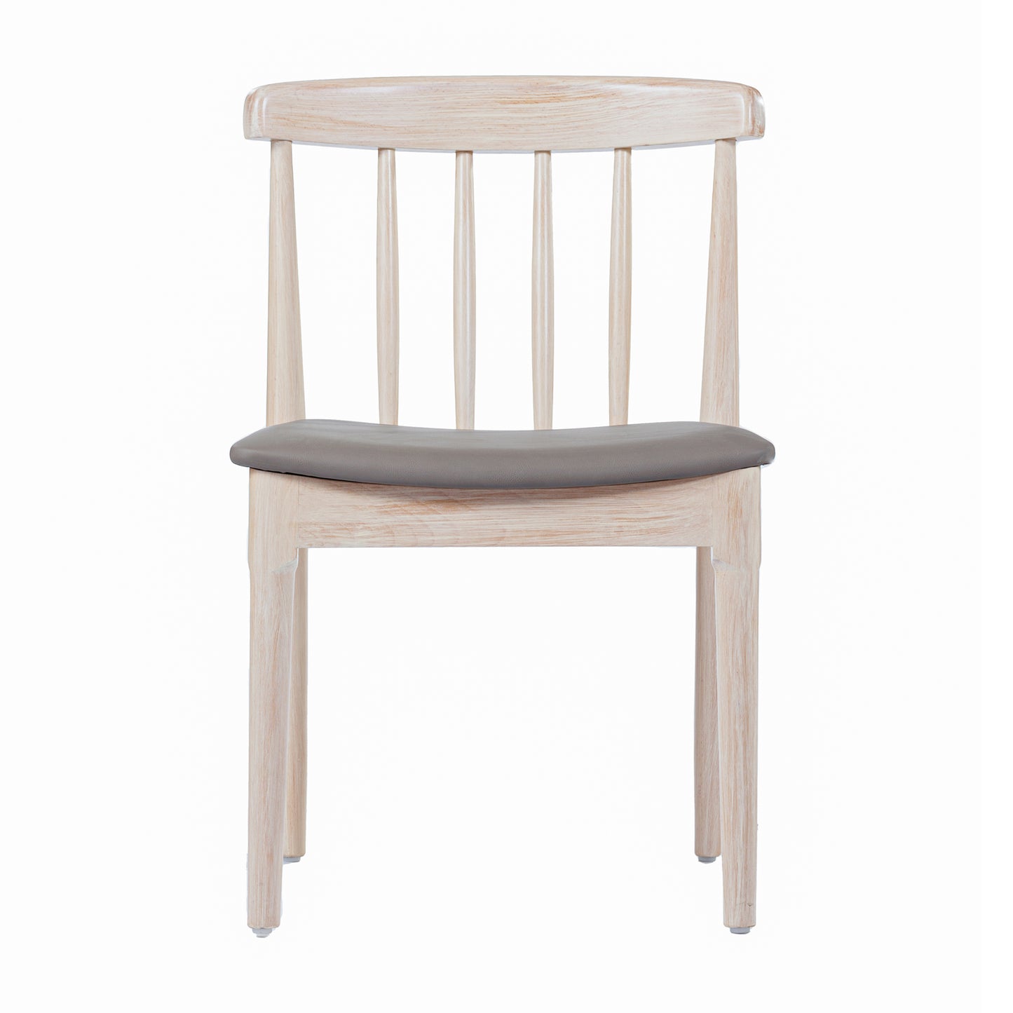 Chester Commercial Grade Solid Wood Antique White Dining Chair with Curved Spindle Backrest and Beige Vinyl Seat Brown Vinyl Seat/Antique White Wood Frame