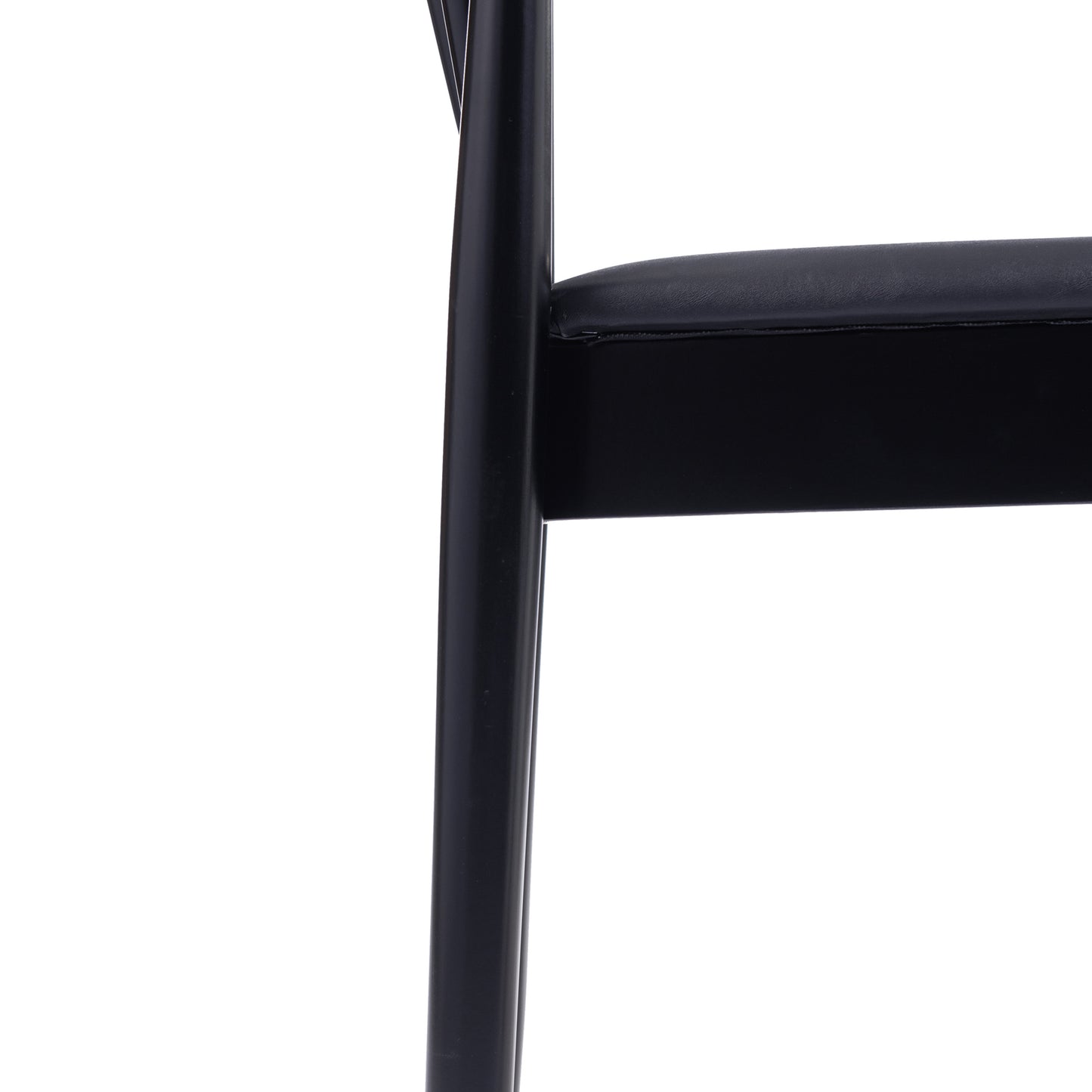 Chester Commercial Grade Solid Wood Black Dining Chair with Curved Spindle Backrest and Black Vinyl Seat Black Vinyl Seat/Black Wood Frame