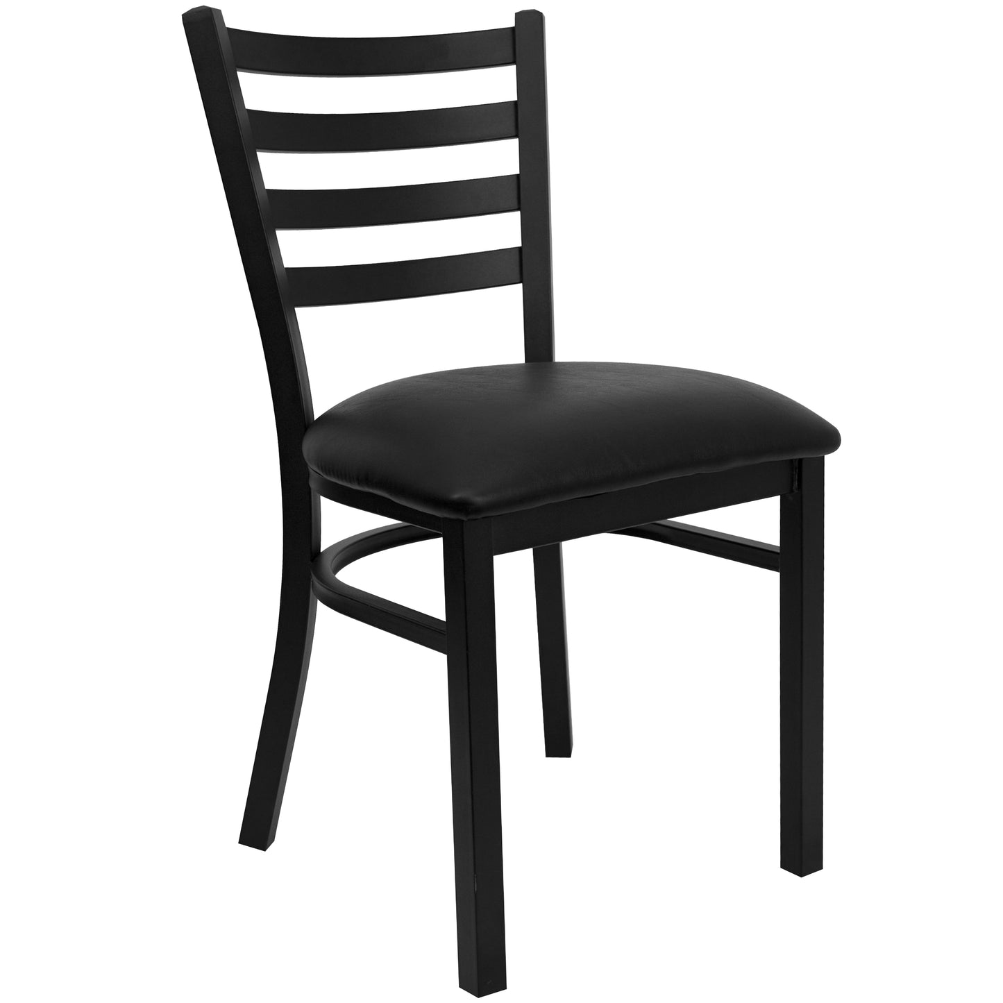 HERCULES Series Black Ladder Back Metal Restaurant Chair - Black Vinyl Seat Black Vinyl Seat/Black Metal Frame