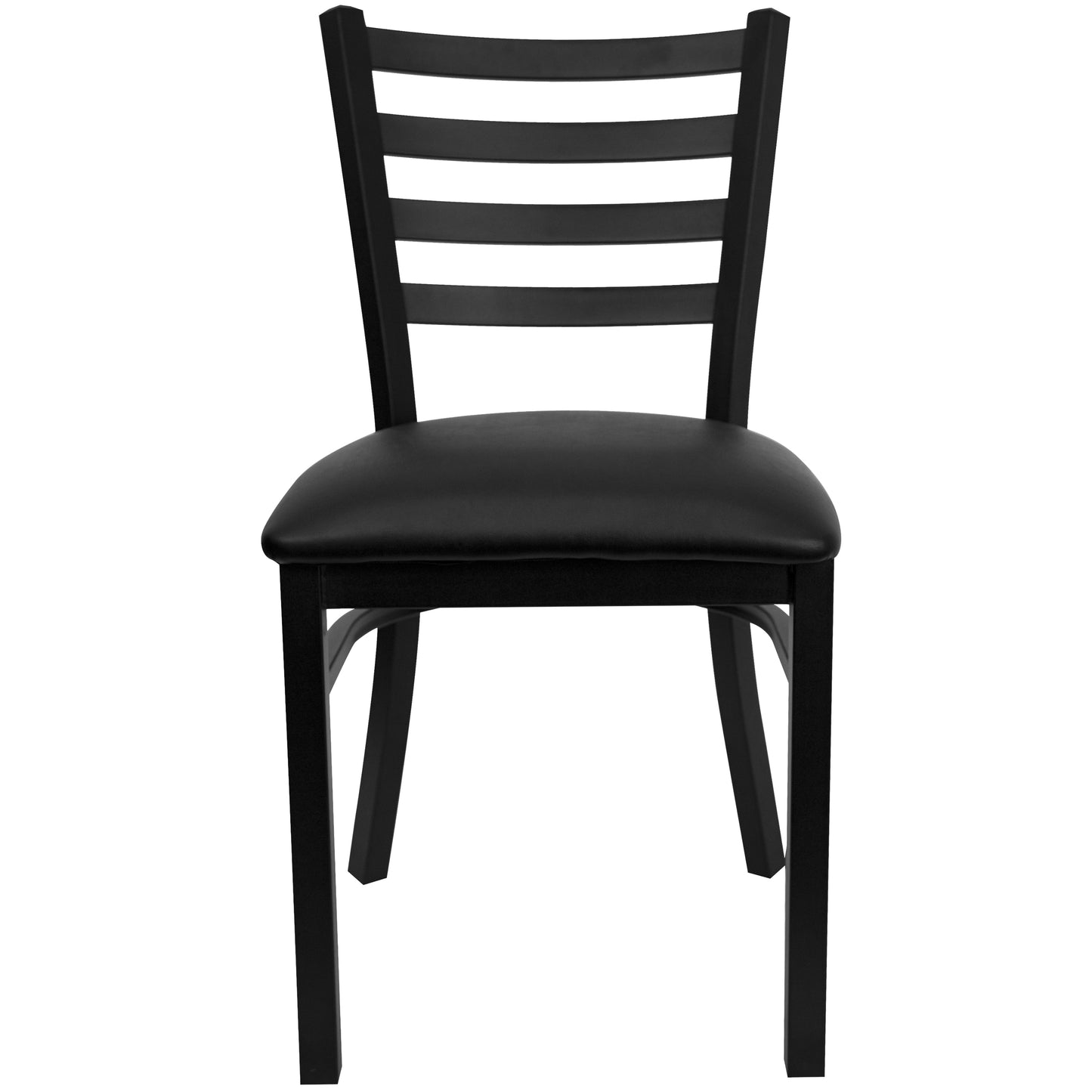 HERCULES Series Black Ladder Back Metal Restaurant Chair - Black Vinyl Seat Black Vinyl Seat/Black Metal Frame