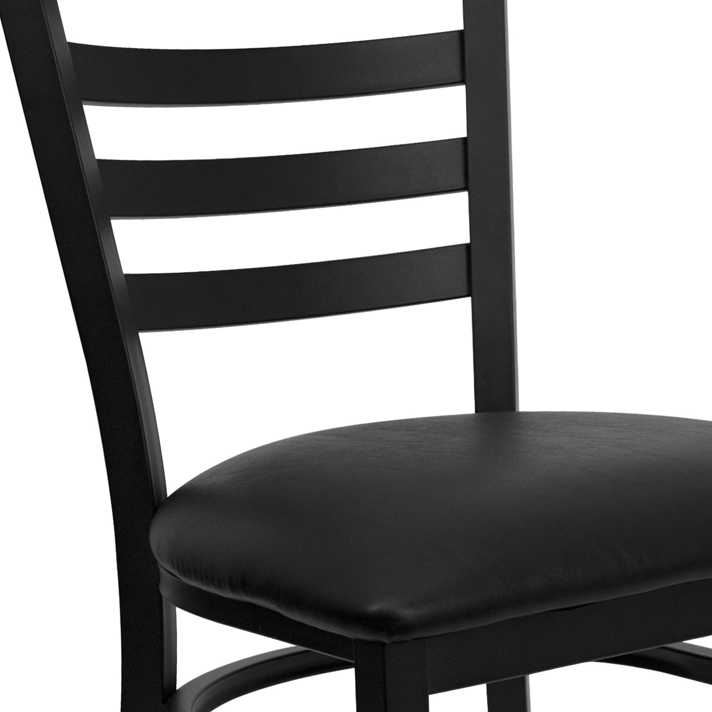 HERCULES Series Black Ladder Back Metal Restaurant Chair - Black Vinyl Seat Black Vinyl Seat/Black Metal Frame