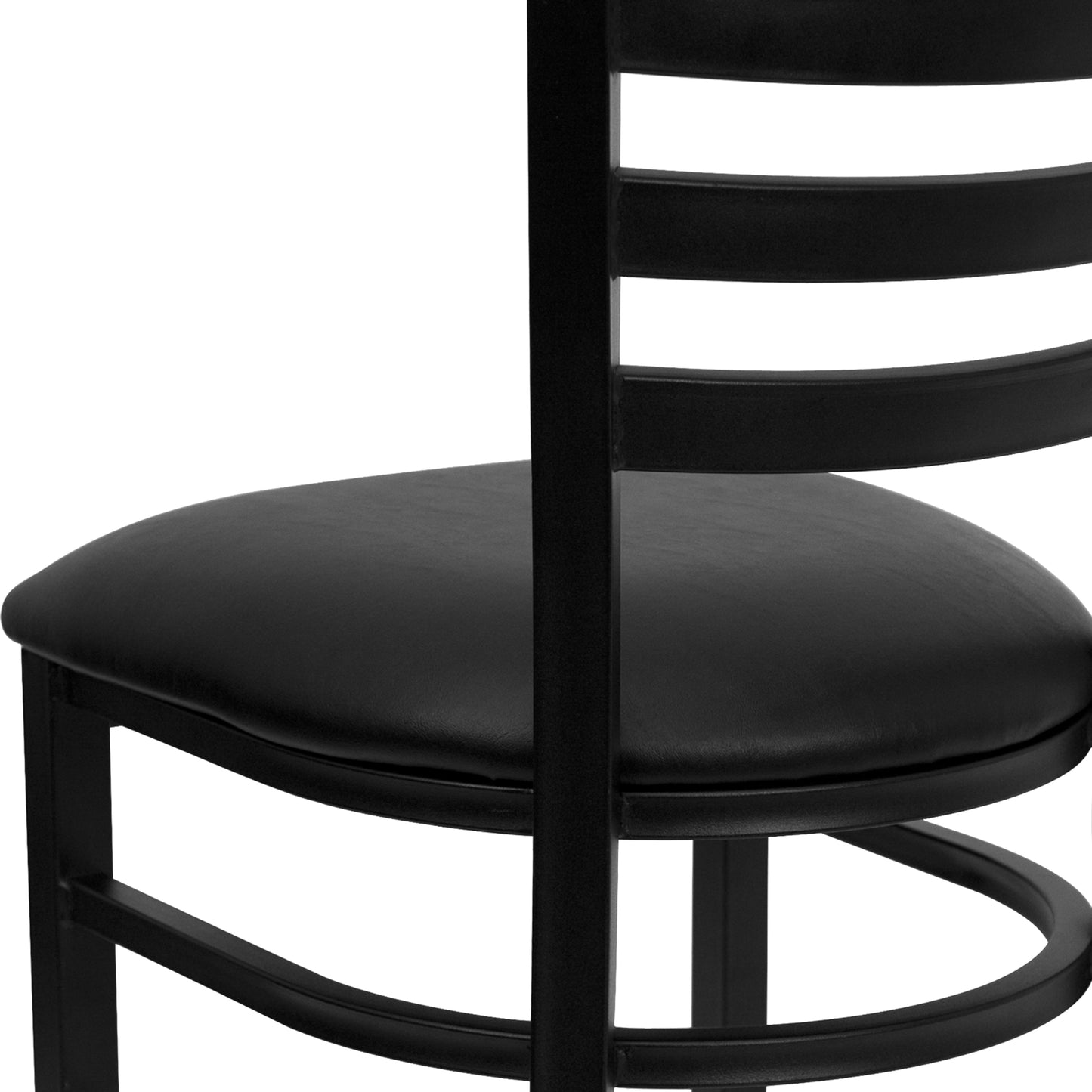 HERCULES Series Black Ladder Back Metal Restaurant Chair - Black Vinyl Seat Black Vinyl Seat/Black Metal Frame
