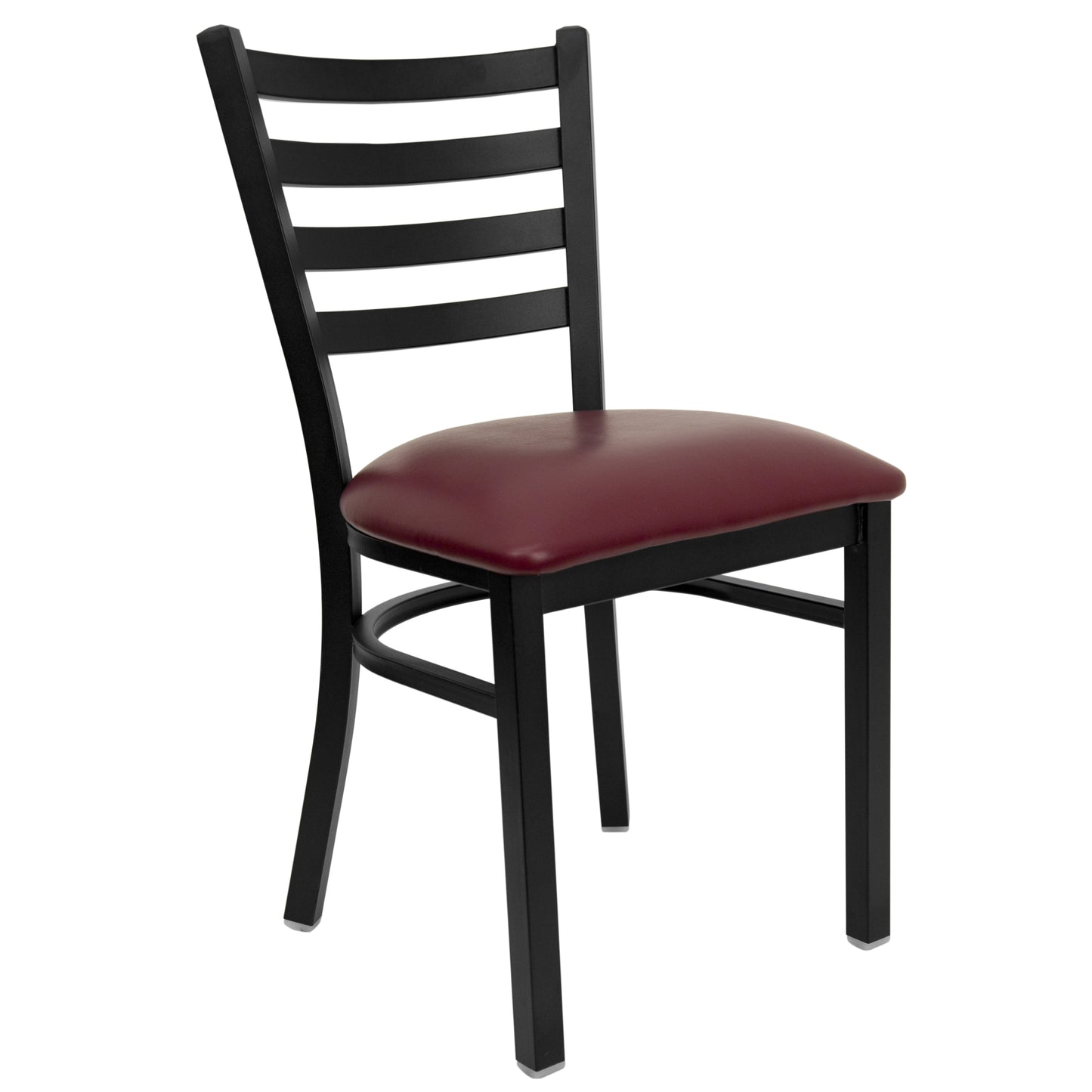HERCULES Series Black Ladder Back Metal Restaurant Chair - Burgundy Vinyl Seat Burgundy Vinyl Seat/Black Metal Frame