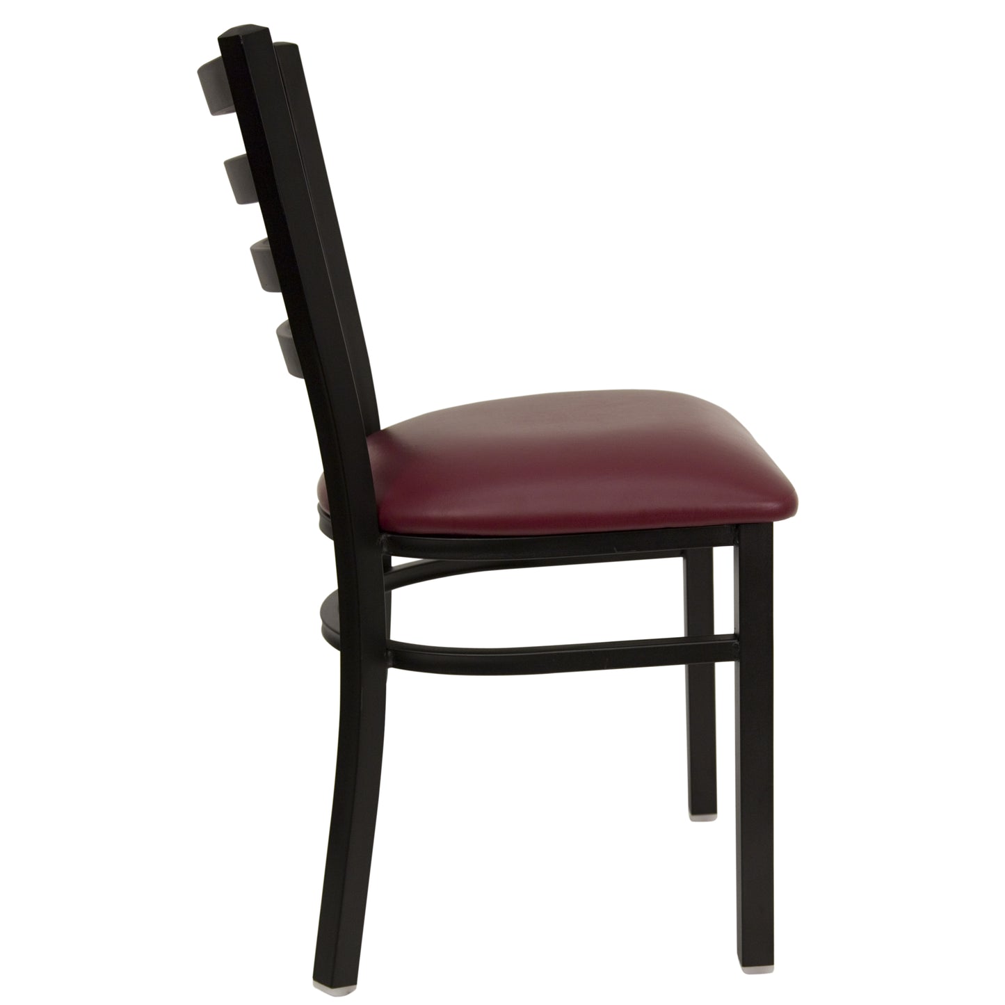 HERCULES Series Black Ladder Back Metal Restaurant Chair - Burgundy Vinyl Seat Burgundy Vinyl Seat/Black Metal Frame