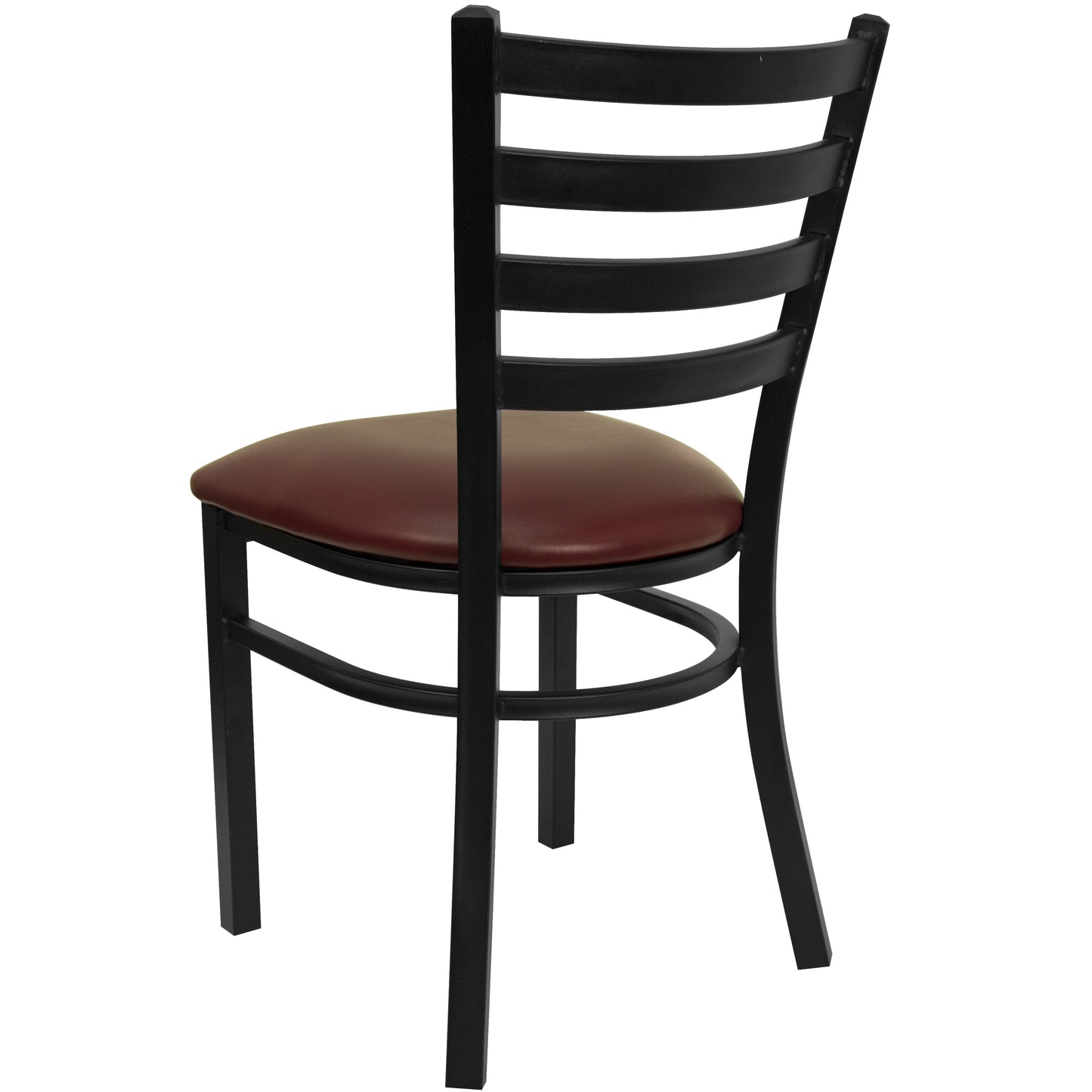 HERCULES Series Black Ladder Back Metal Restaurant Chair - Burgundy Vinyl Seat Burgundy Vinyl Seat/Black Metal Frame
