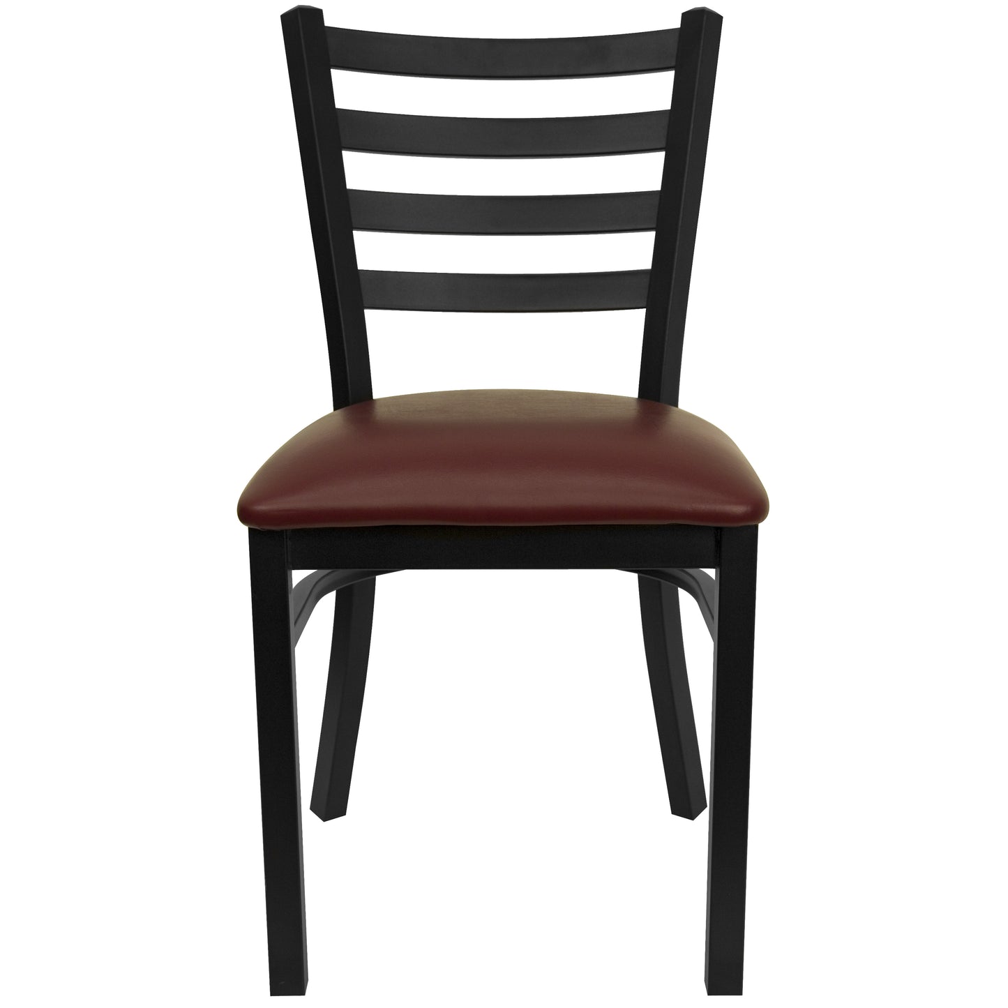 HERCULES Series Black Ladder Back Metal Restaurant Chair - Burgundy Vinyl Seat Burgundy Vinyl Seat/Black Metal Frame