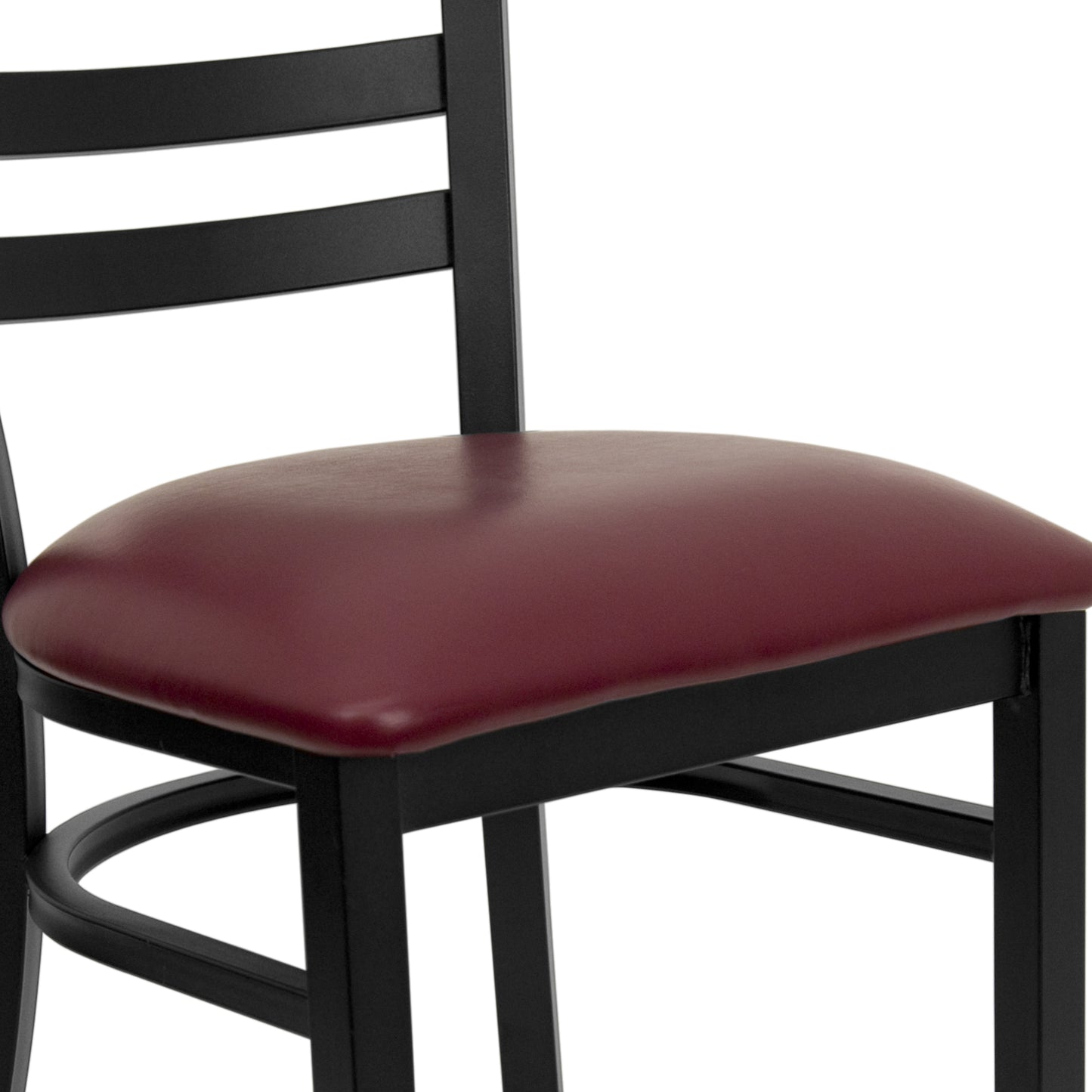 HERCULES Series Black Ladder Back Metal Restaurant Chair - Burgundy Vinyl Seat Burgundy Vinyl Seat/Black Metal Frame