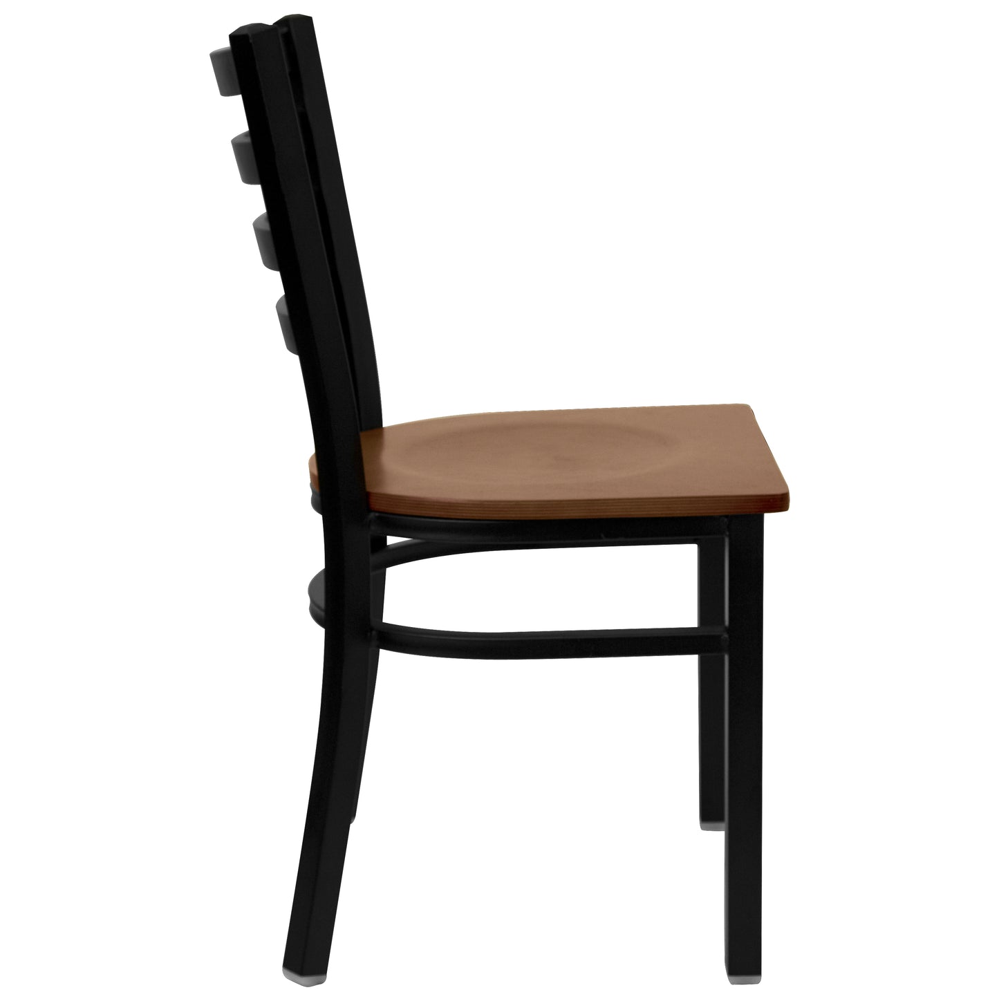HERCULES Series Black Ladder Back Metal Restaurant Chair - Cherry Wood Seat Cherry Wood Seat/Black Metal Frame