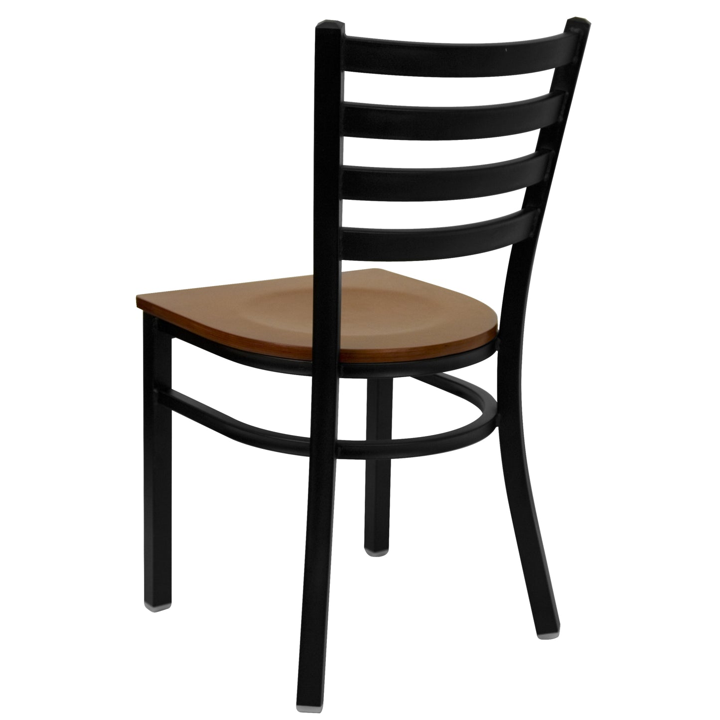 HERCULES Series Black Ladder Back Metal Restaurant Chair - Cherry Wood Seat Cherry Wood Seat/Black Metal Frame