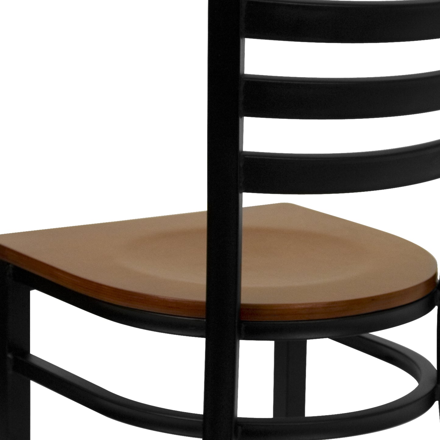 HERCULES Series Black Ladder Back Metal Restaurant Chair - Cherry Wood Seat Cherry Wood Seat/Black Metal Frame