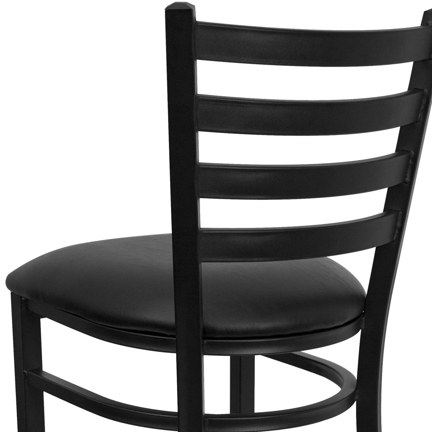 HERCULES Series Black Ladder Back Metal Restaurant Barstool - Black Vinyl Seat Black Vinyl Seat/Black Metal Frame