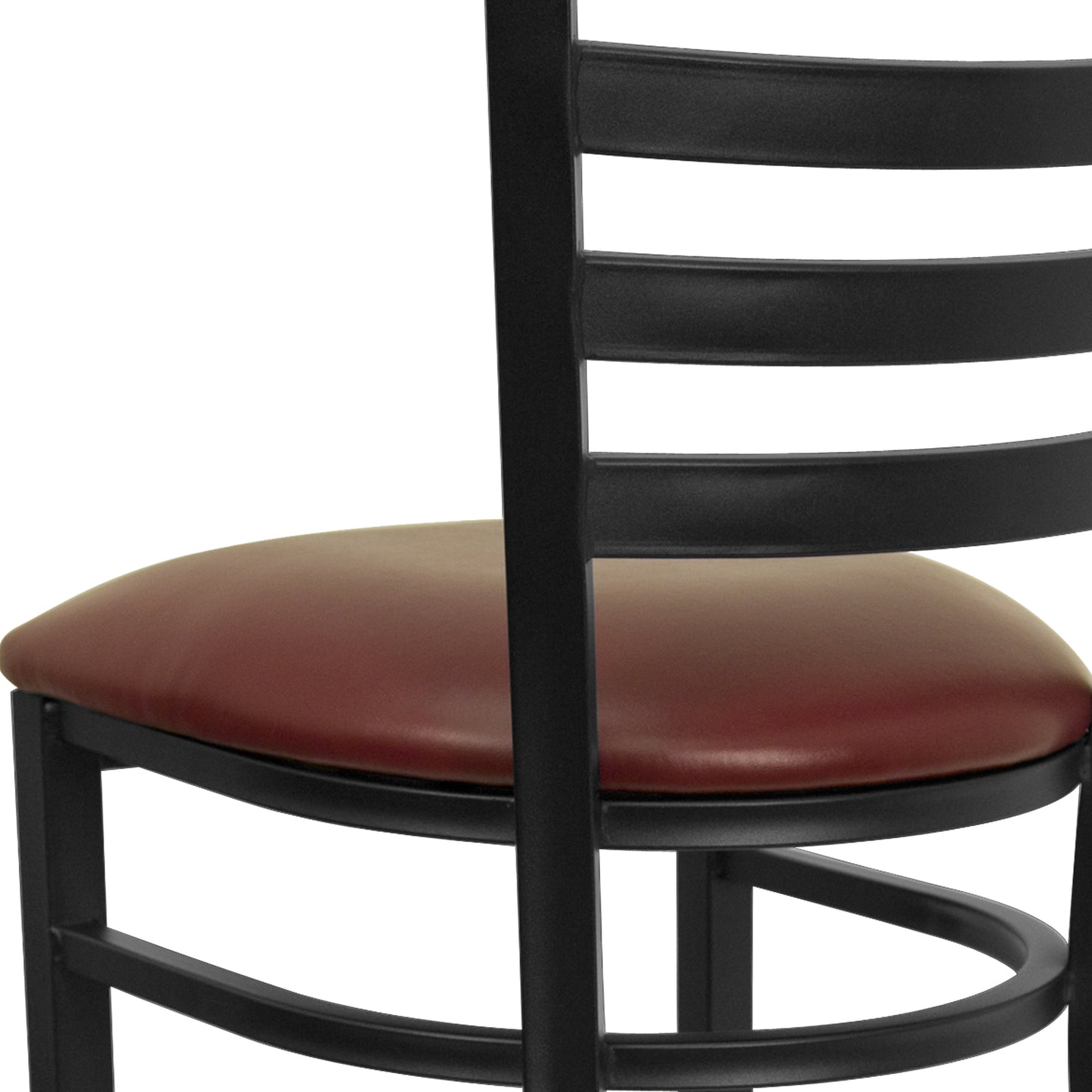 HERCULES Series Black Ladder Back Metal Restaurant Barstool - Burgundy Vinyl Seat Burgundy Vinyl Seat/Black Metal Frame XU-DG697BLAD-BAR-BURV-GG